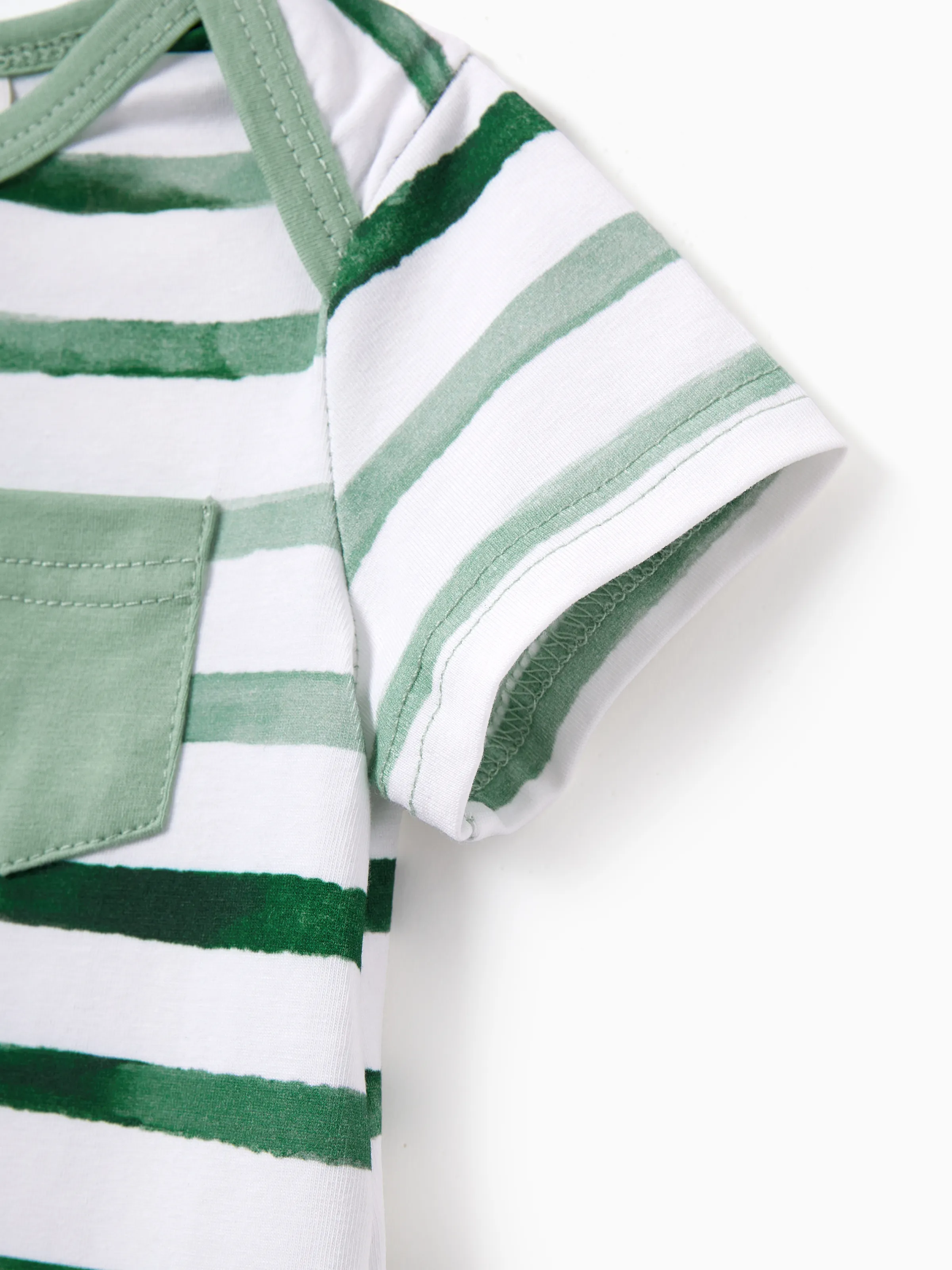 Mommy & me Cotton Outfits Set Green Striped T-Shirt and Dress Set for Dad, Mom, Kids & Baby, Perfect for Summer Family Outings & Photos Green - Image 28