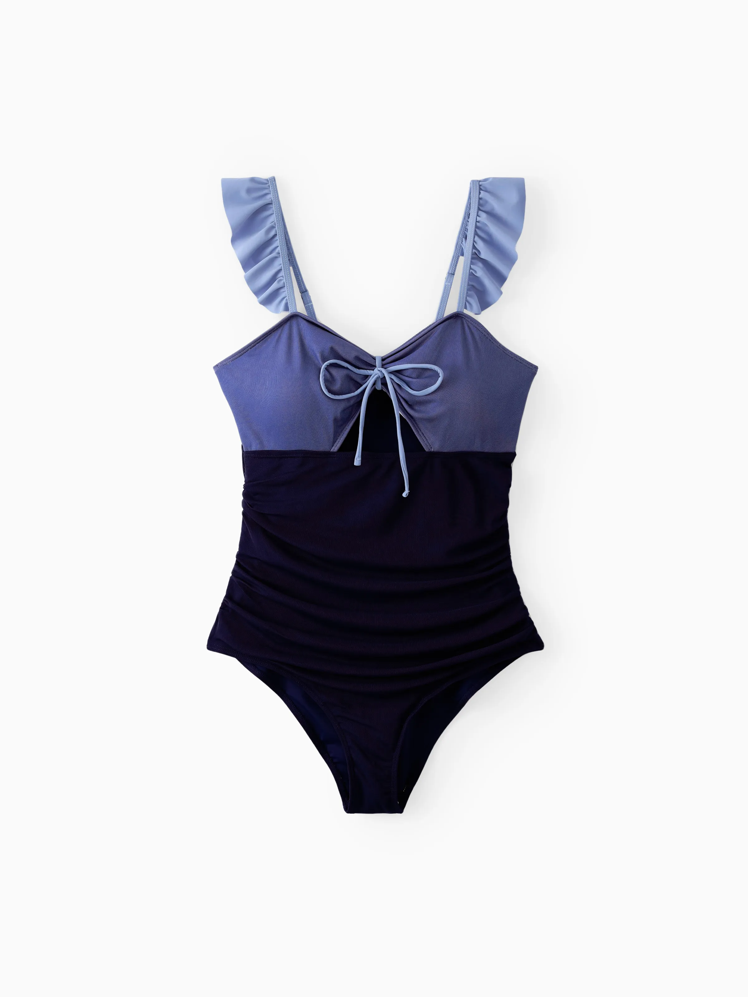 Mommy & me Ruched Bow Tie Cut Out Mesh Ruffle Strap One-Piece Swimsuit (Quick-Dry) MultiColour - Image 4