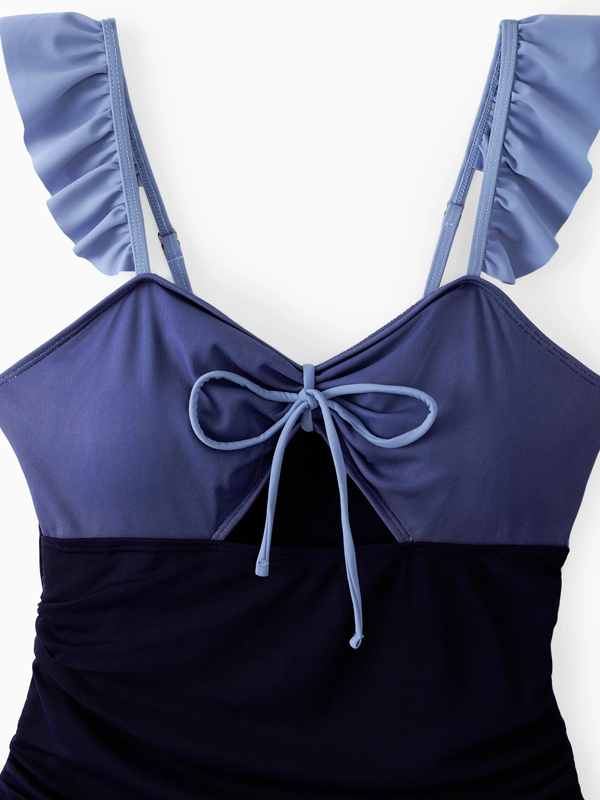 Mommy & me Ruched Bow Tie Cut Out Mesh Ruffle Strap One-Piece Swimsuit (Quick-Dry) MultiColour - Image 7