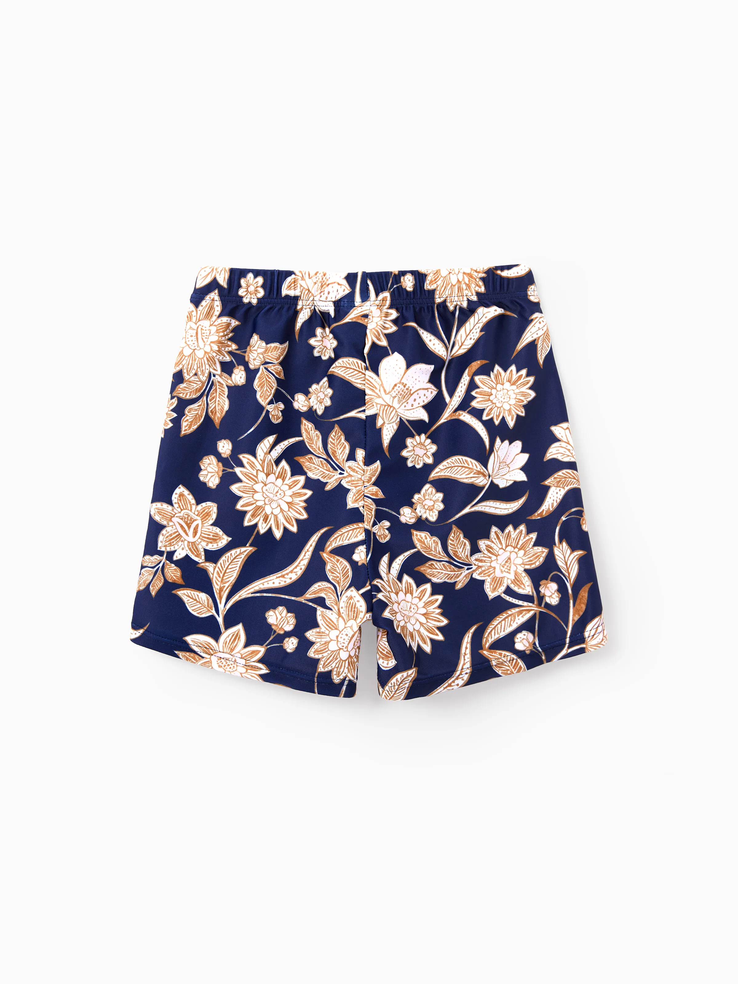Mommy & me Floral Print Swimsuits 2-in-1 One-Piece Swimsuit & Swim Trunks Deep Blue - Image 14