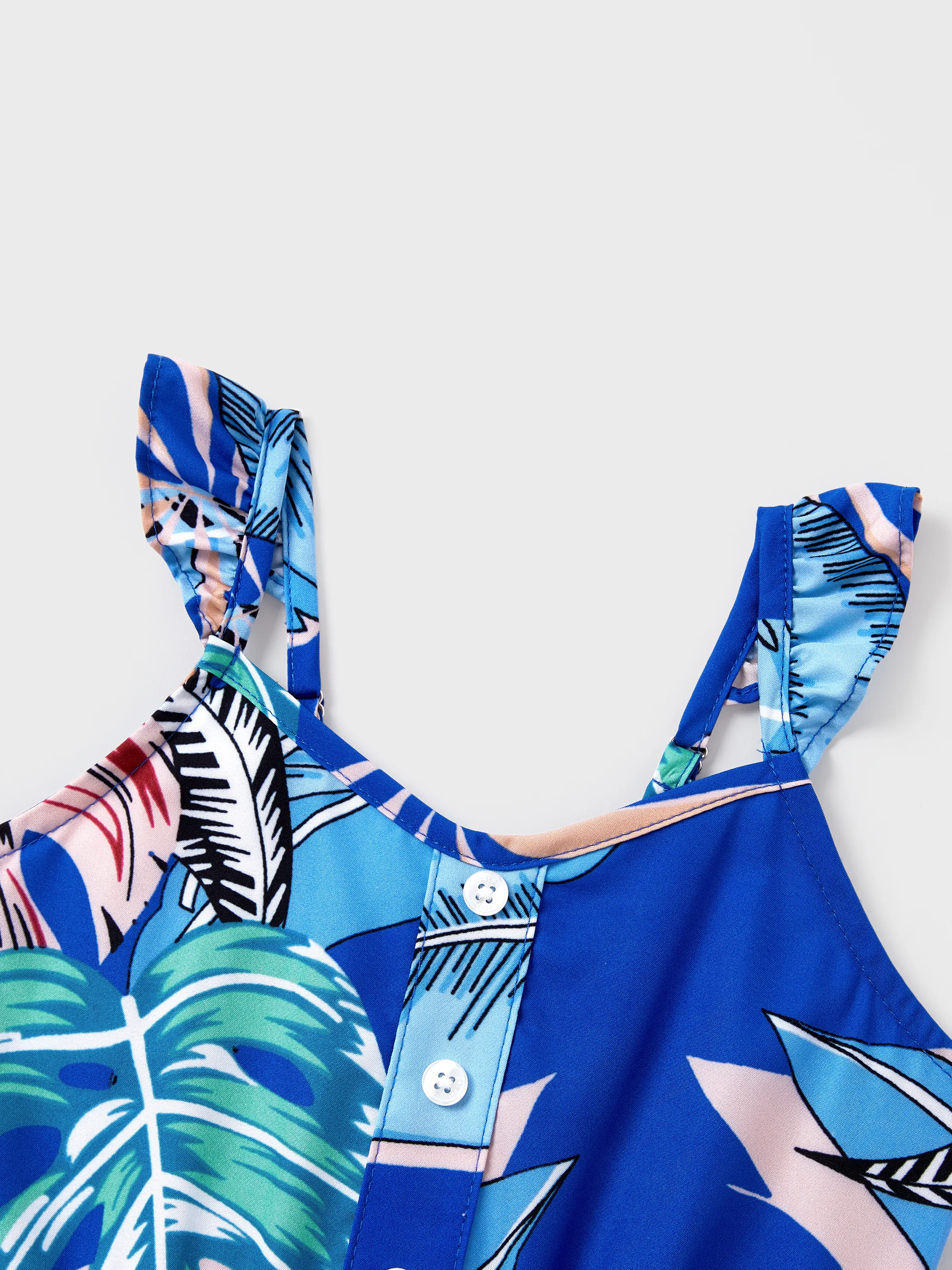 Mommy & me Tropical Dress & T-shirt Set – Blue Floral Print for Dad, Mom, Girls & Baby, Perfect for Summer Vacations and Family Photos Blue - Image 14