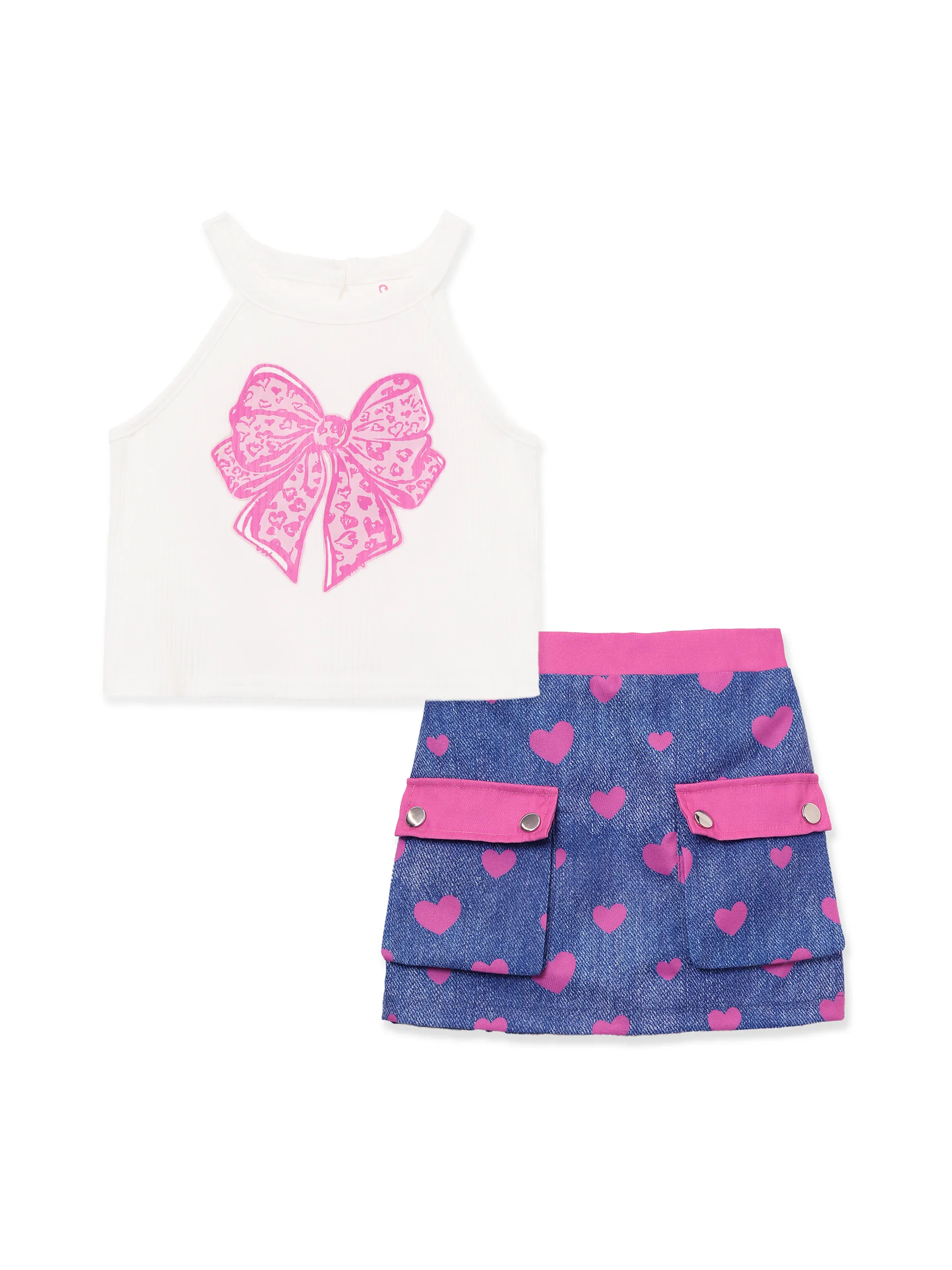 NEON Pop Toddler Girl Top & Skirt Set White - Image 2