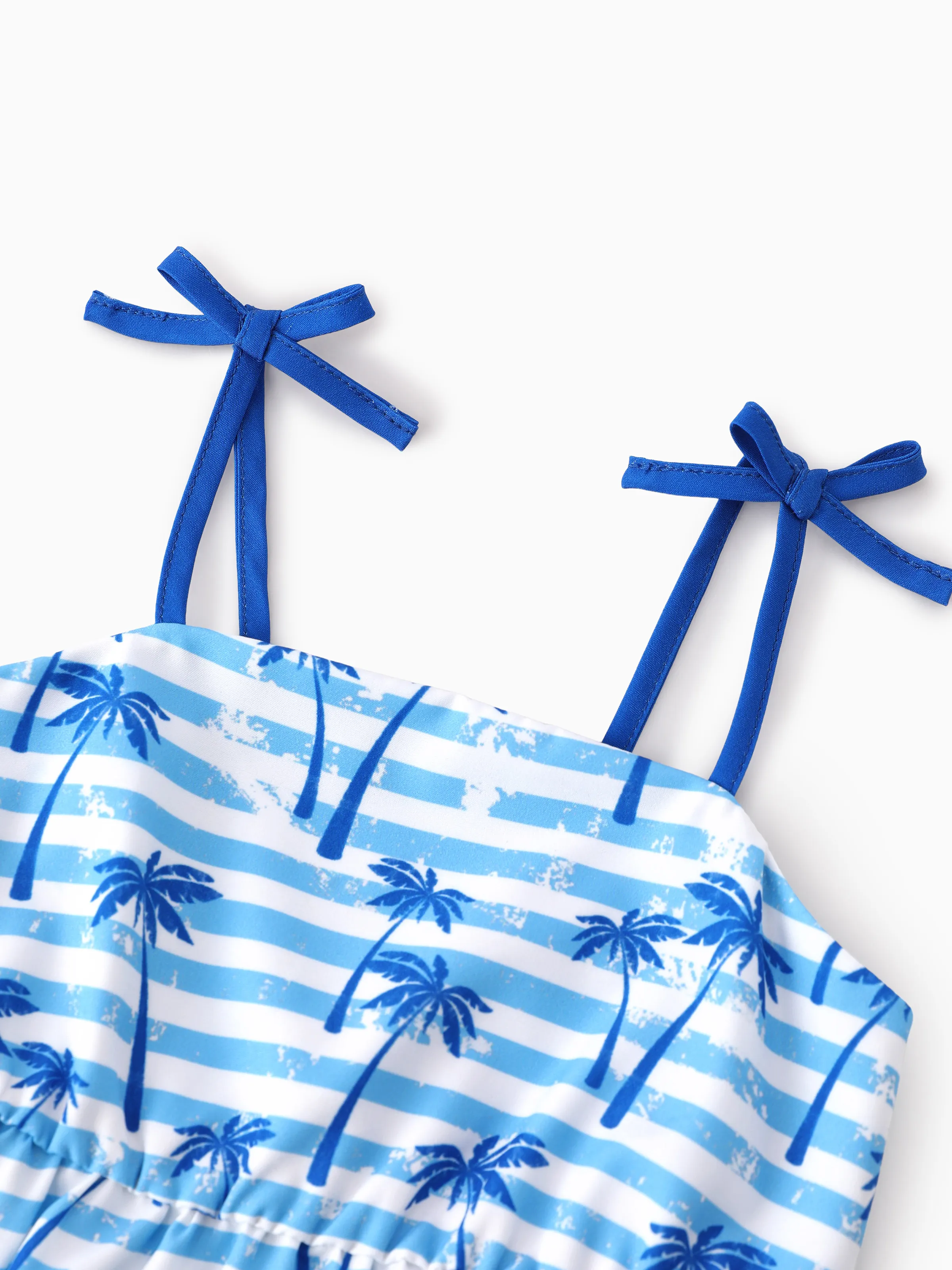 Ocean Vibes Baby Girl Palm Tree Dress Blue - Image 4