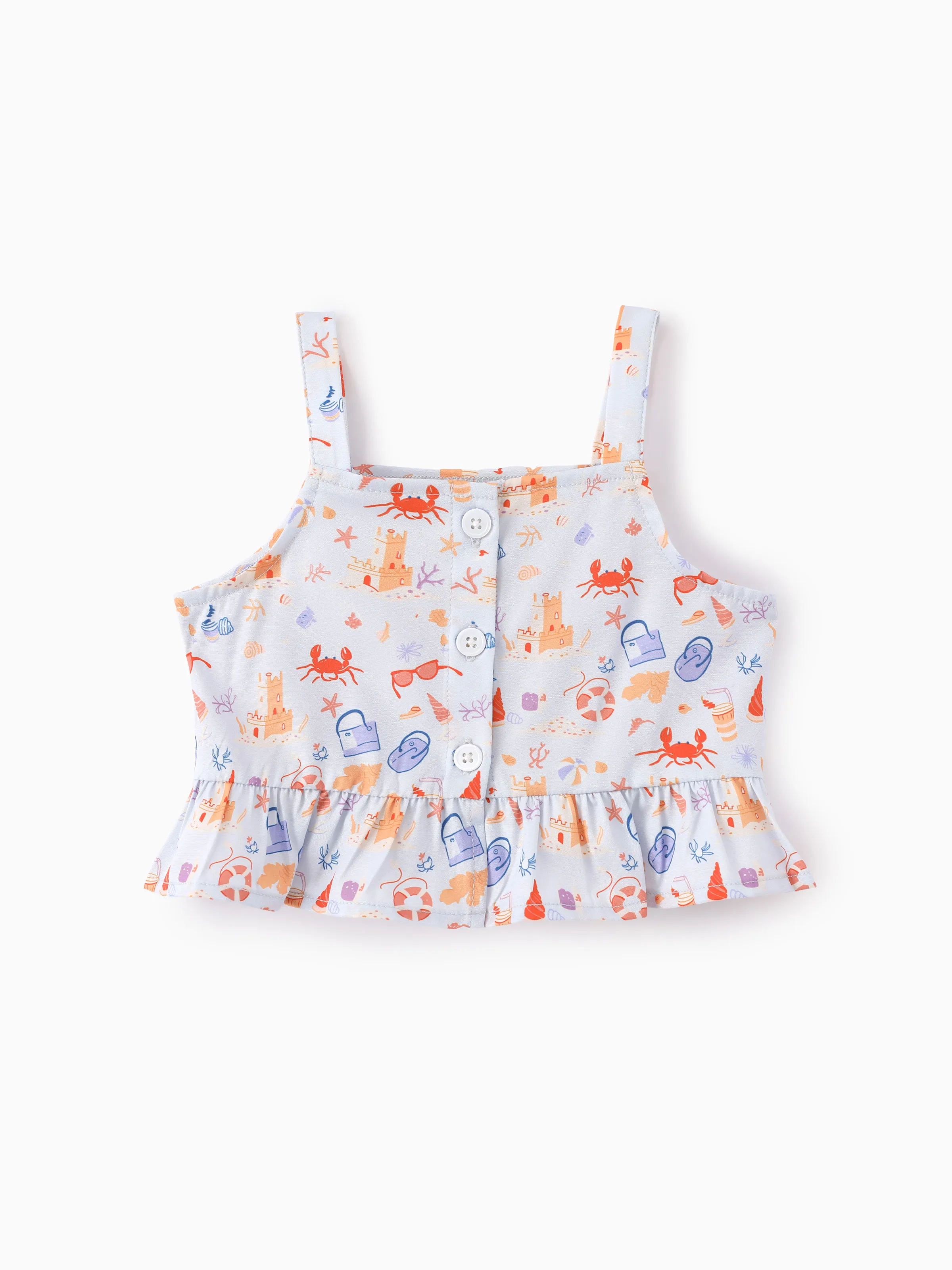 Ocean Vibes Baby Girl Top & Shorts Set Light Blue - Image 3