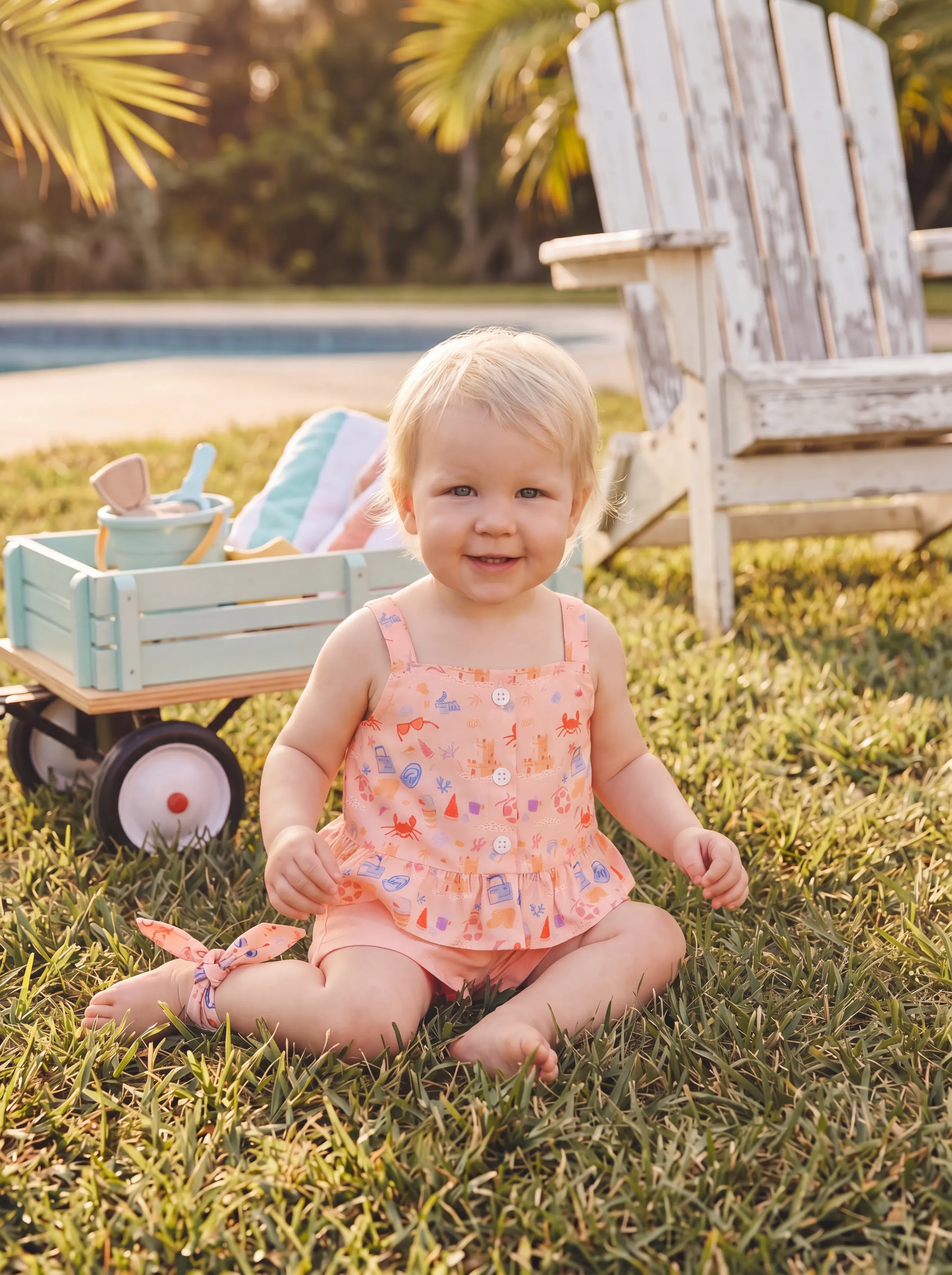 Ocean Vibes Baby Girl Top & Shorts Set Light Pink - Image 10