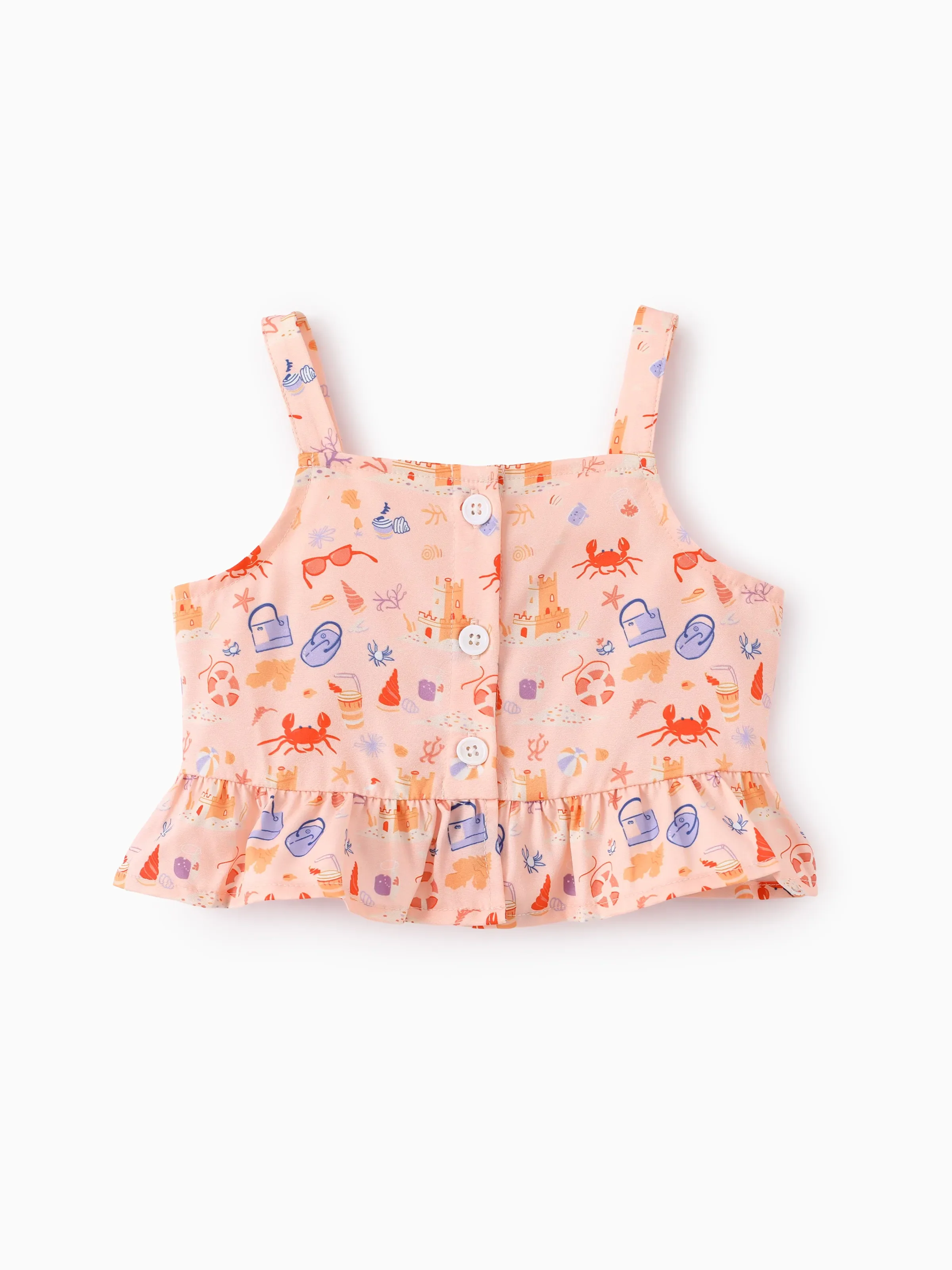 Ocean Vibes Baby Girl Top & Shorts Set Light Pink - Image 3
