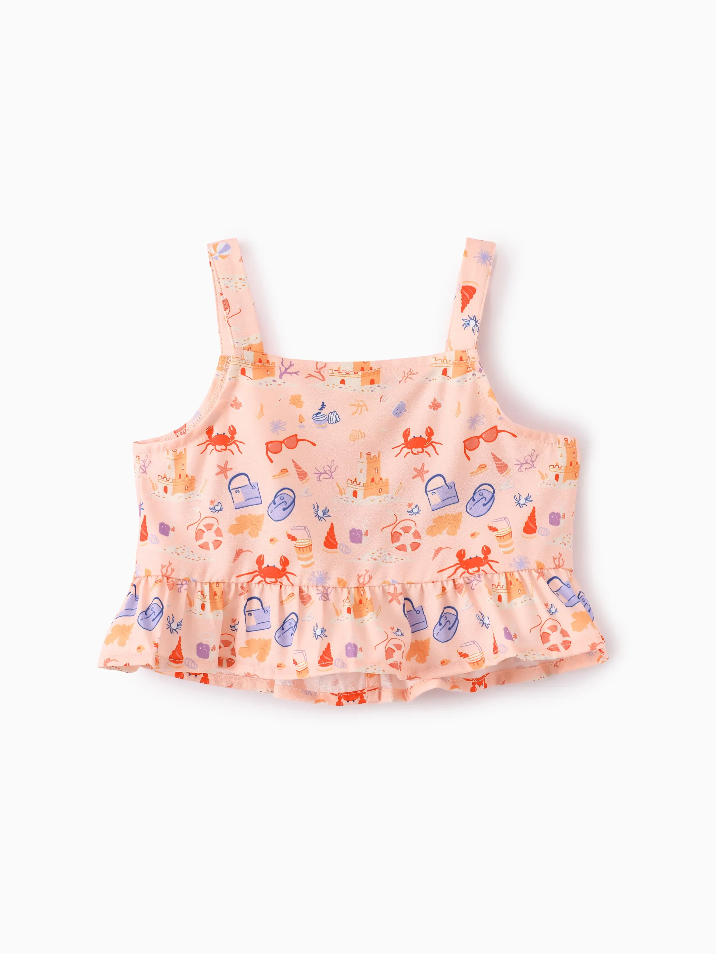 Ocean Vibes Baby Girl Top & Shorts Set Light Pink - Image 4
