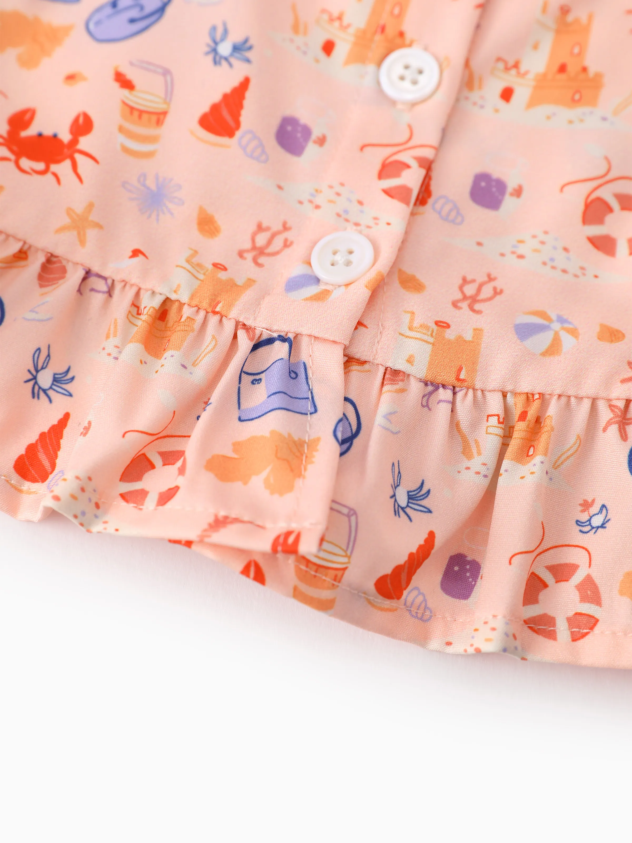 Ocean Vibes Baby Girl Top & Shorts Set Light Pink - Image 6