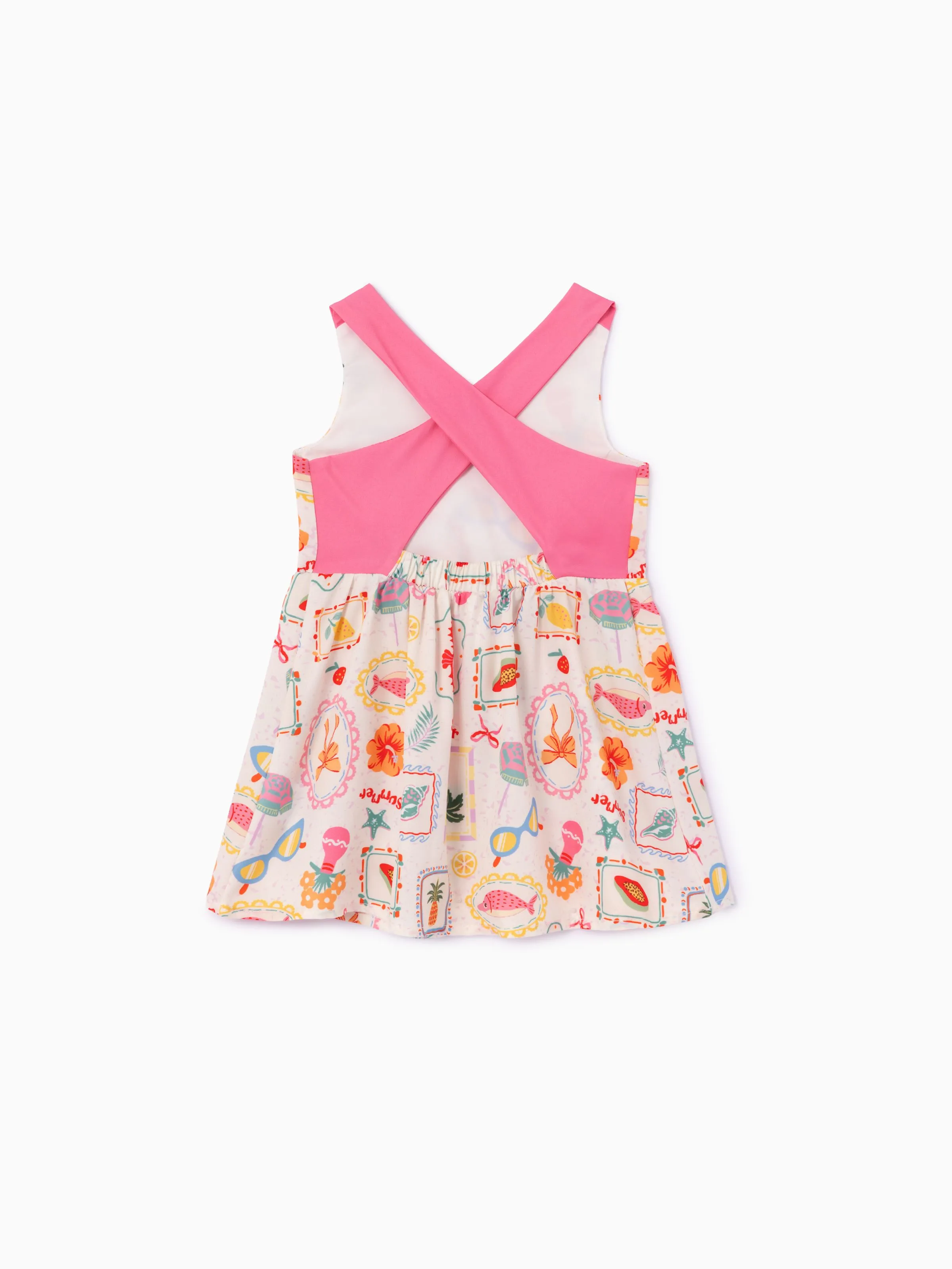 Ocean Vibes Baby Girl Tropical Dress Pink - Image 4