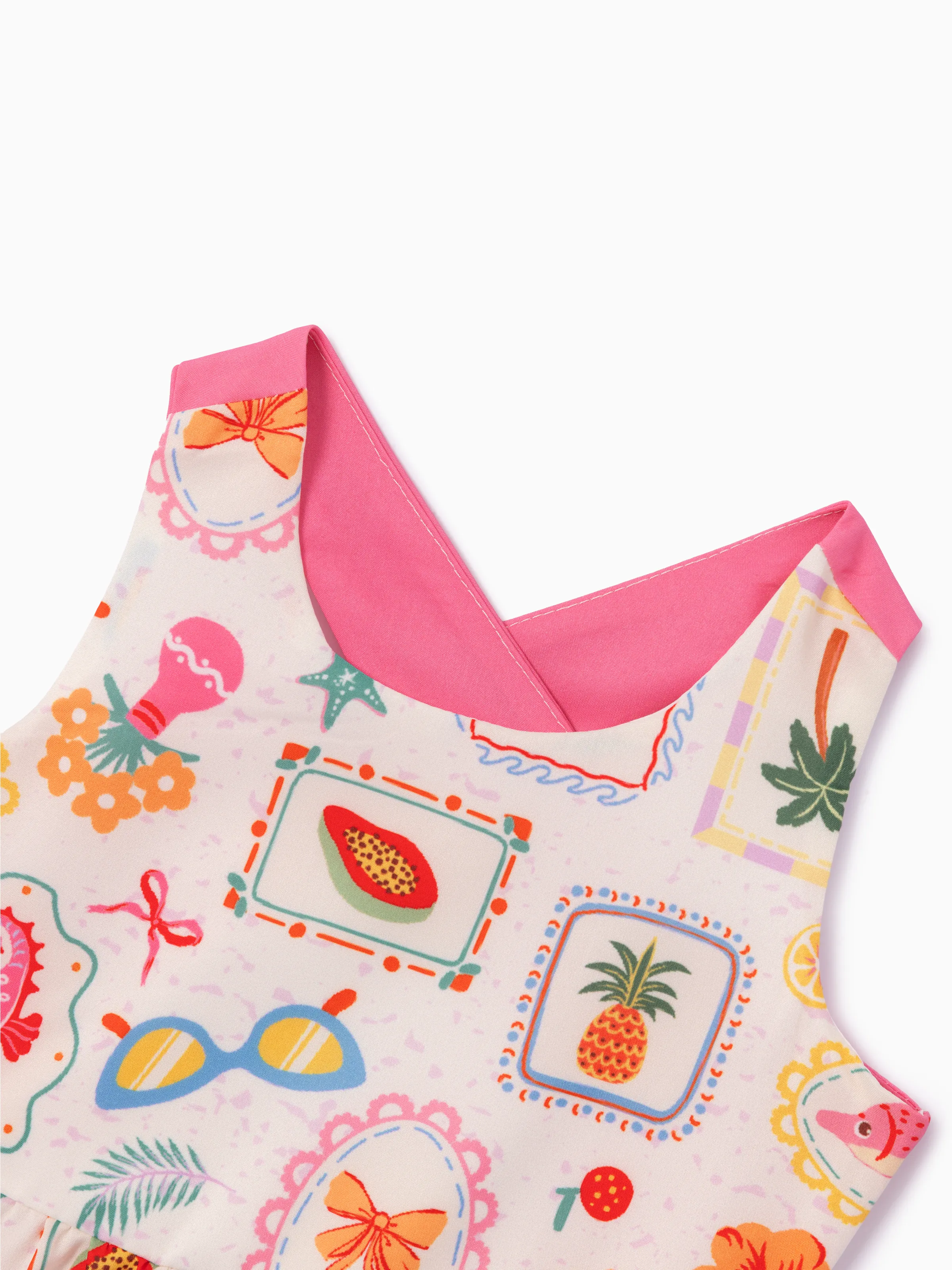 Ocean Vibes Baby Girl Tropical Dress Pink - Image 5