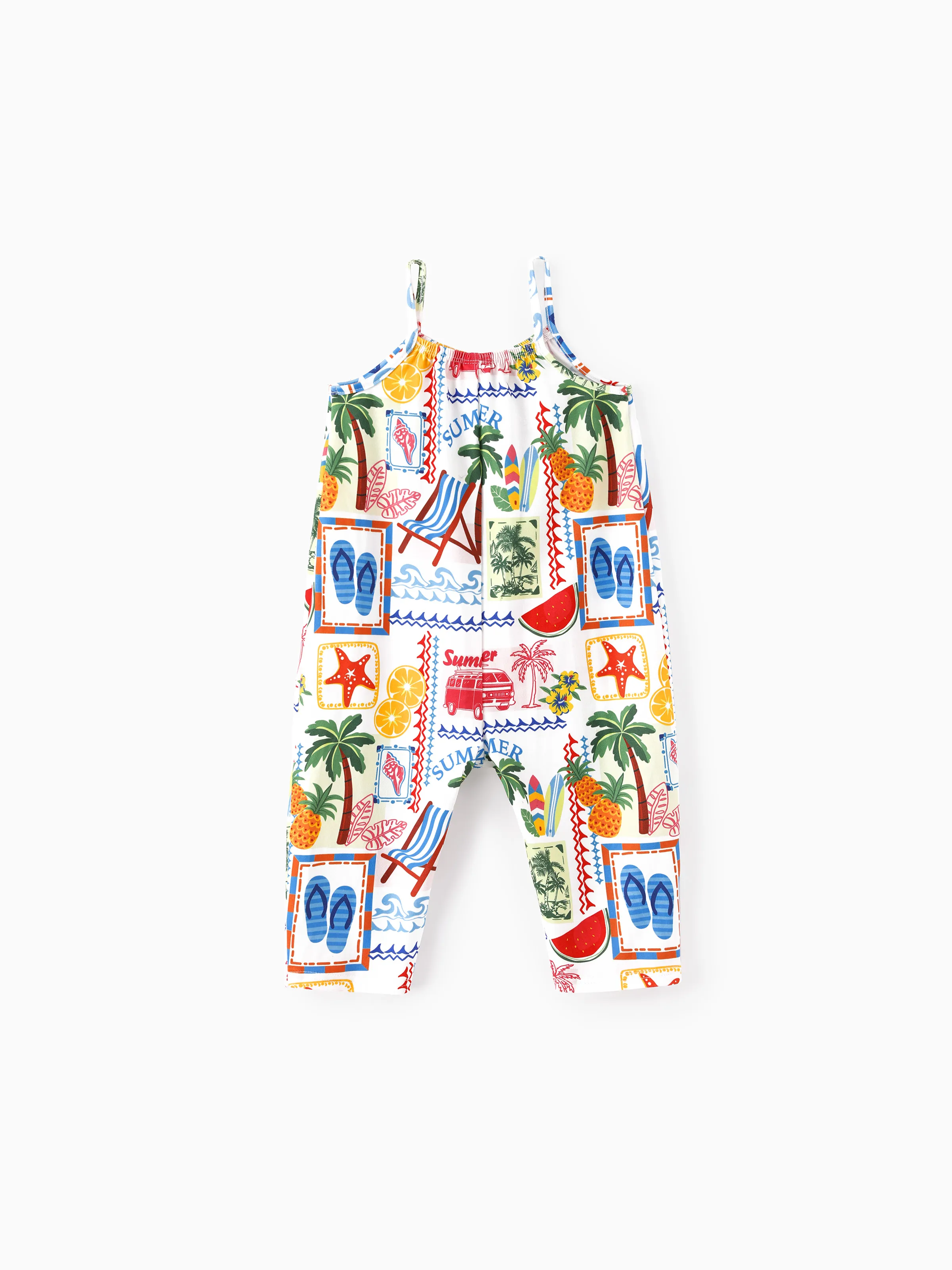 Ocean Vibes Baby Girl Tropical Sleeveless Romper Yellow - Image 3