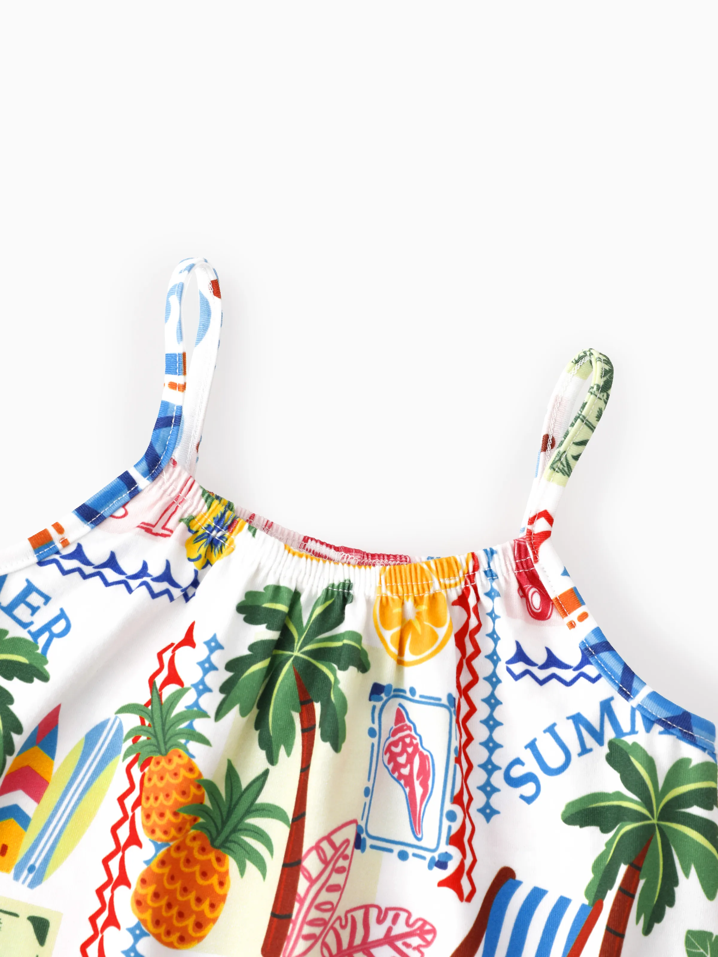 Ocean Vibes Baby Girl Tropical Sleeveless Romper Yellow - Image 4