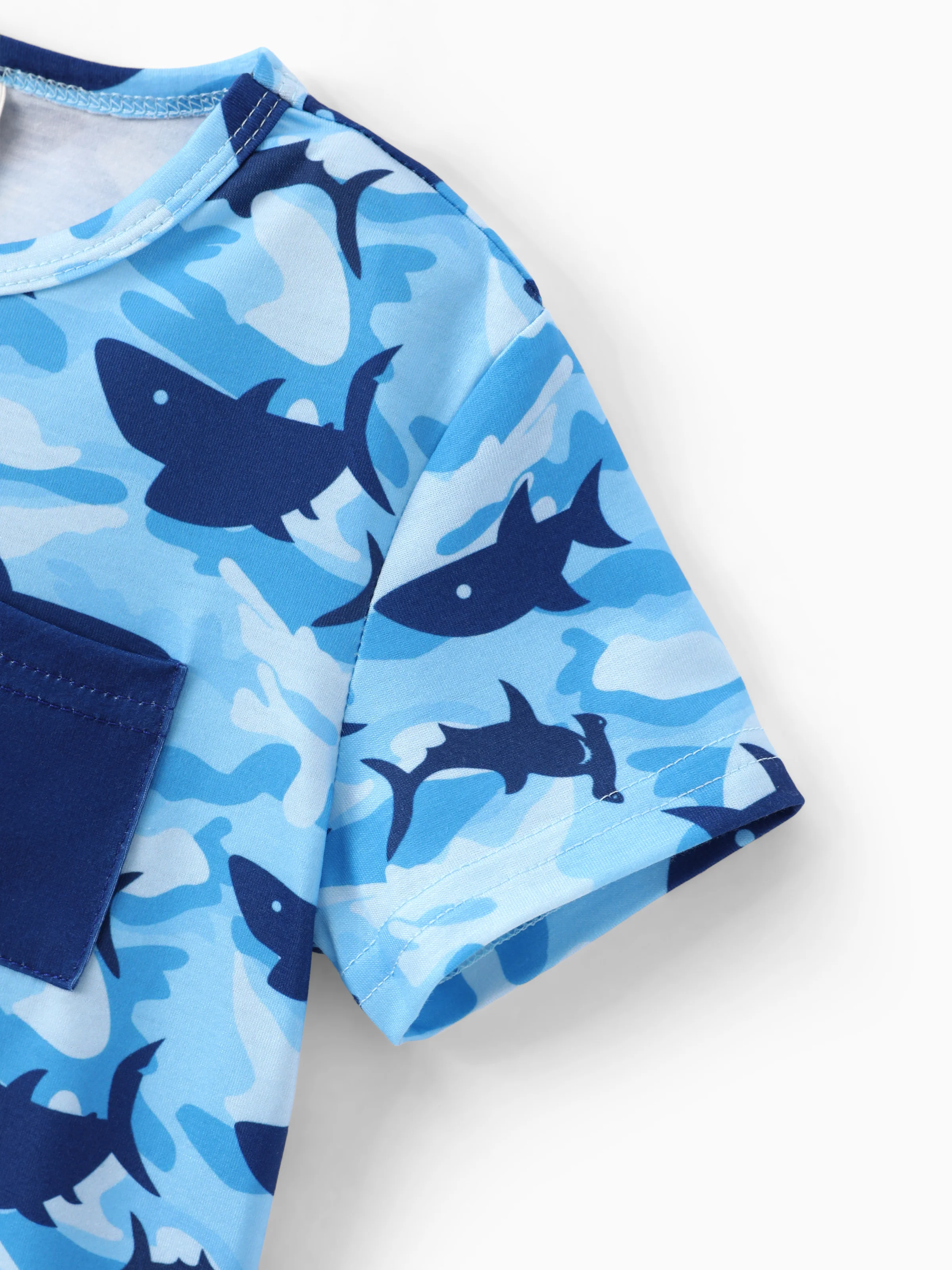 Ocean Vibes Toddler Boy Shark Top & Shorts Set Blue - Image 8