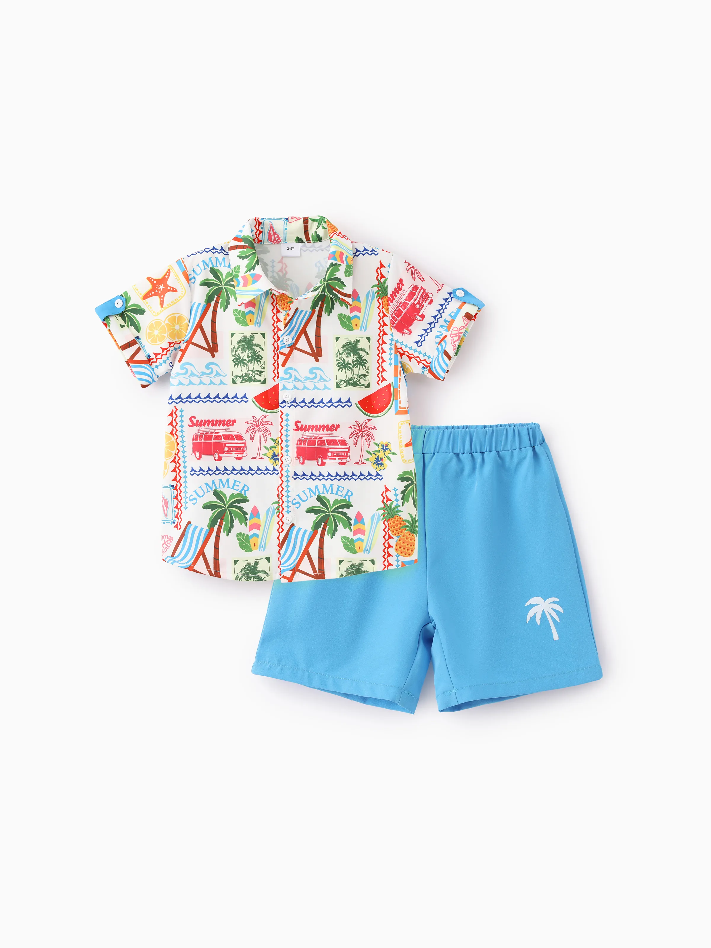 Ocean Vibes Toddler Boy Tropical Shirt & Shorts Set Yellow - Image 2