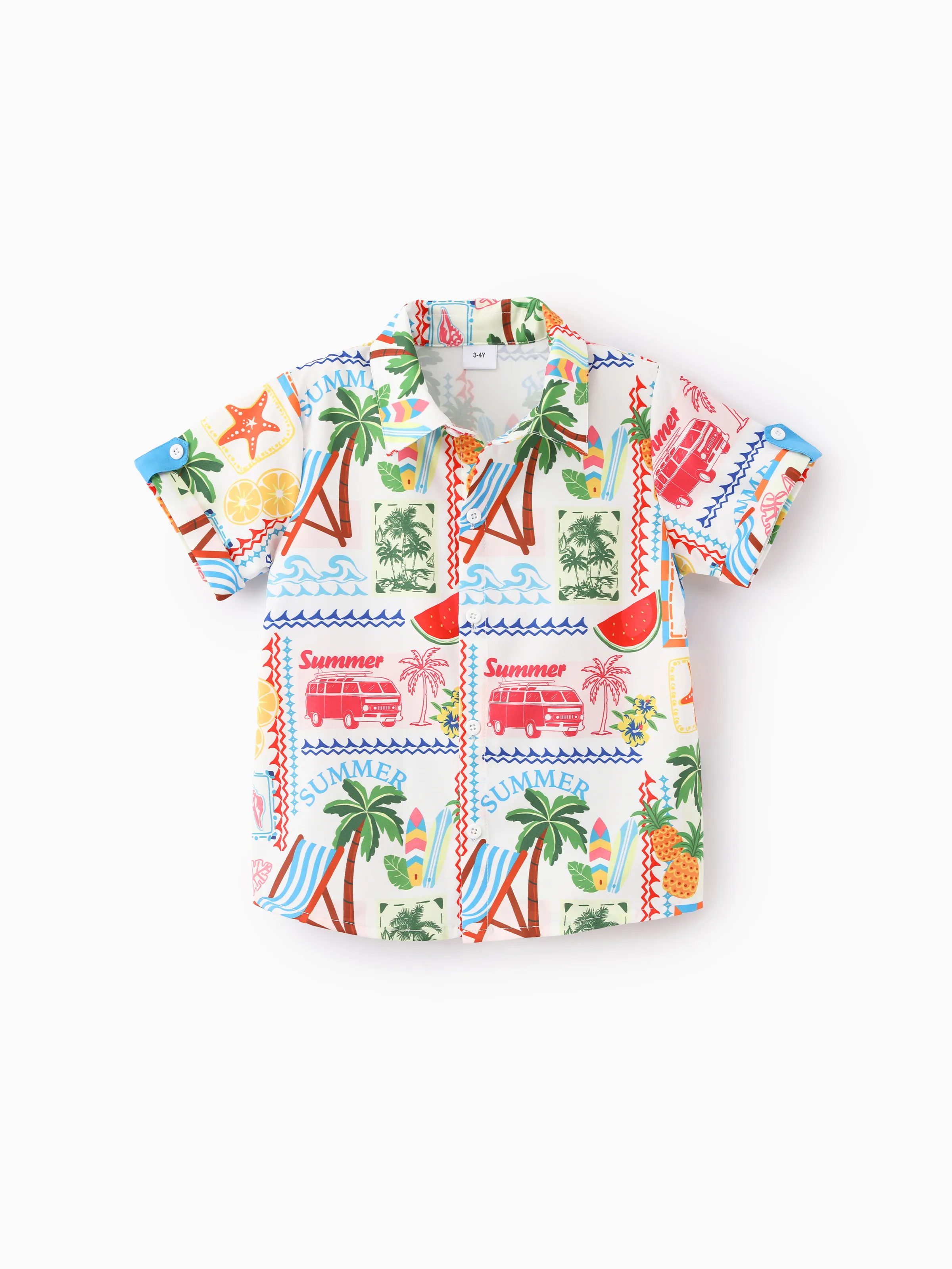 Ocean Vibes Toddler Boy Tropical Shirt & Shorts Set Yellow - Image 4