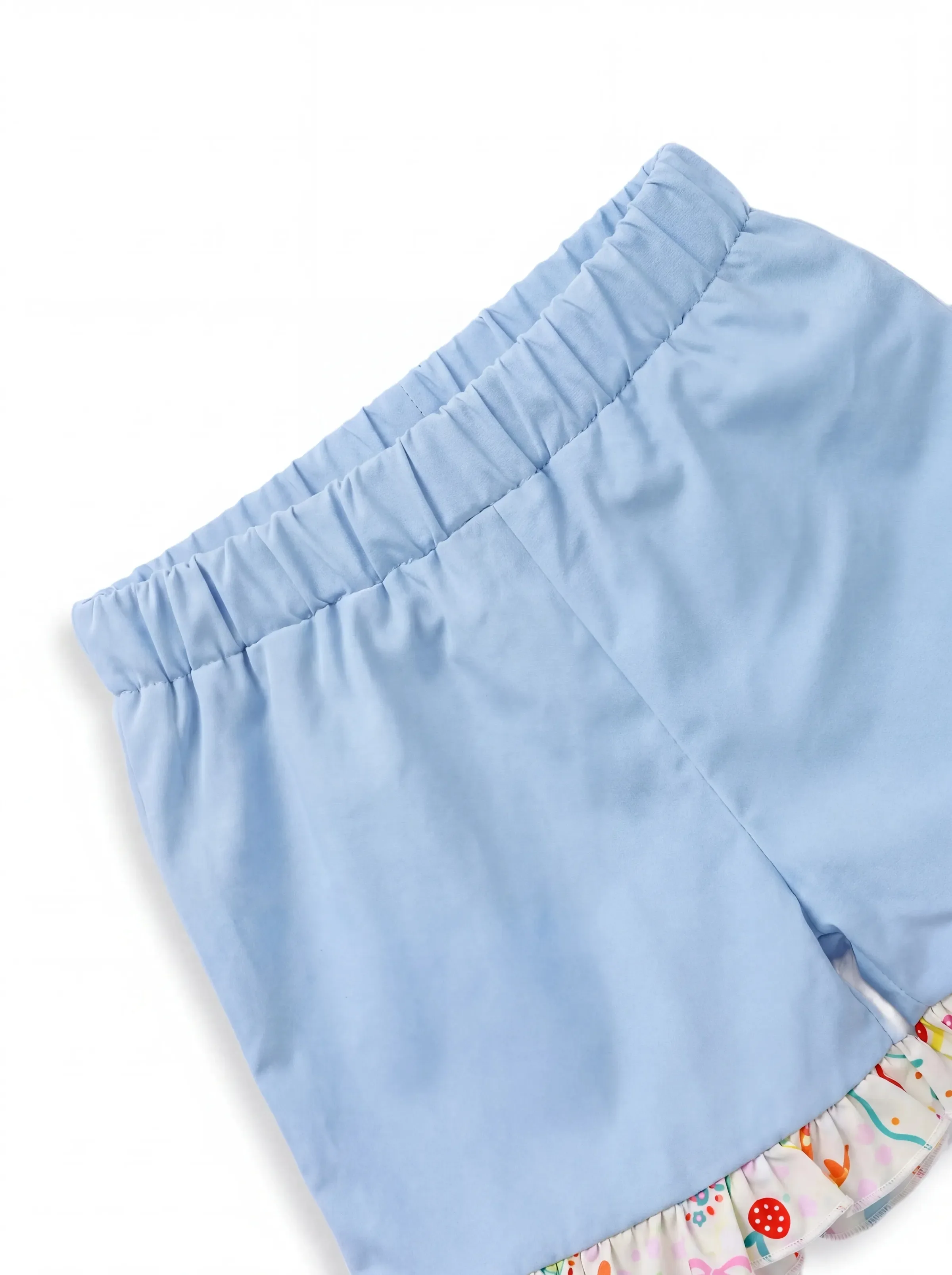 Ocean Vibes Toddler Girl Bow Ruffle Top & Shorts Set Blue - Image 5