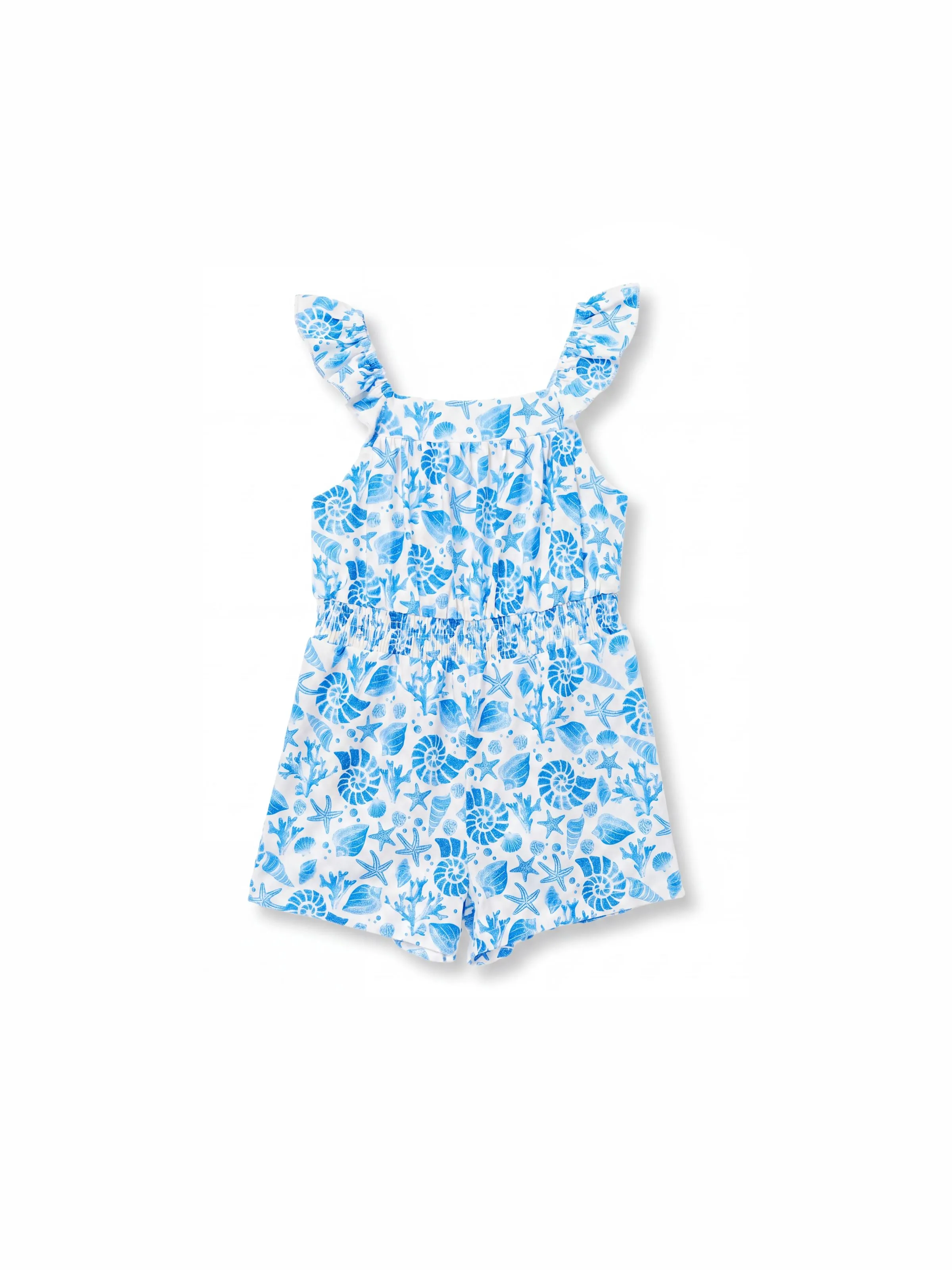 Ocean Vibes Toddler Girl Tropical island Romper Blue - Image 2