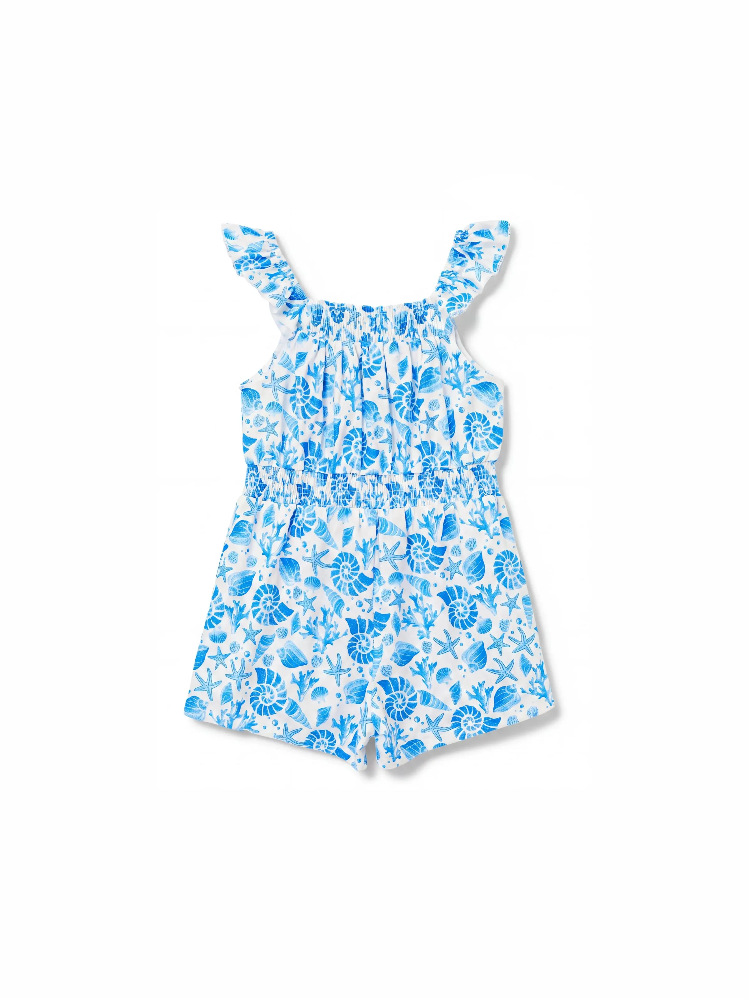 Ocean Vibes Toddler Girl Tropical island Romper Blue - Image 3