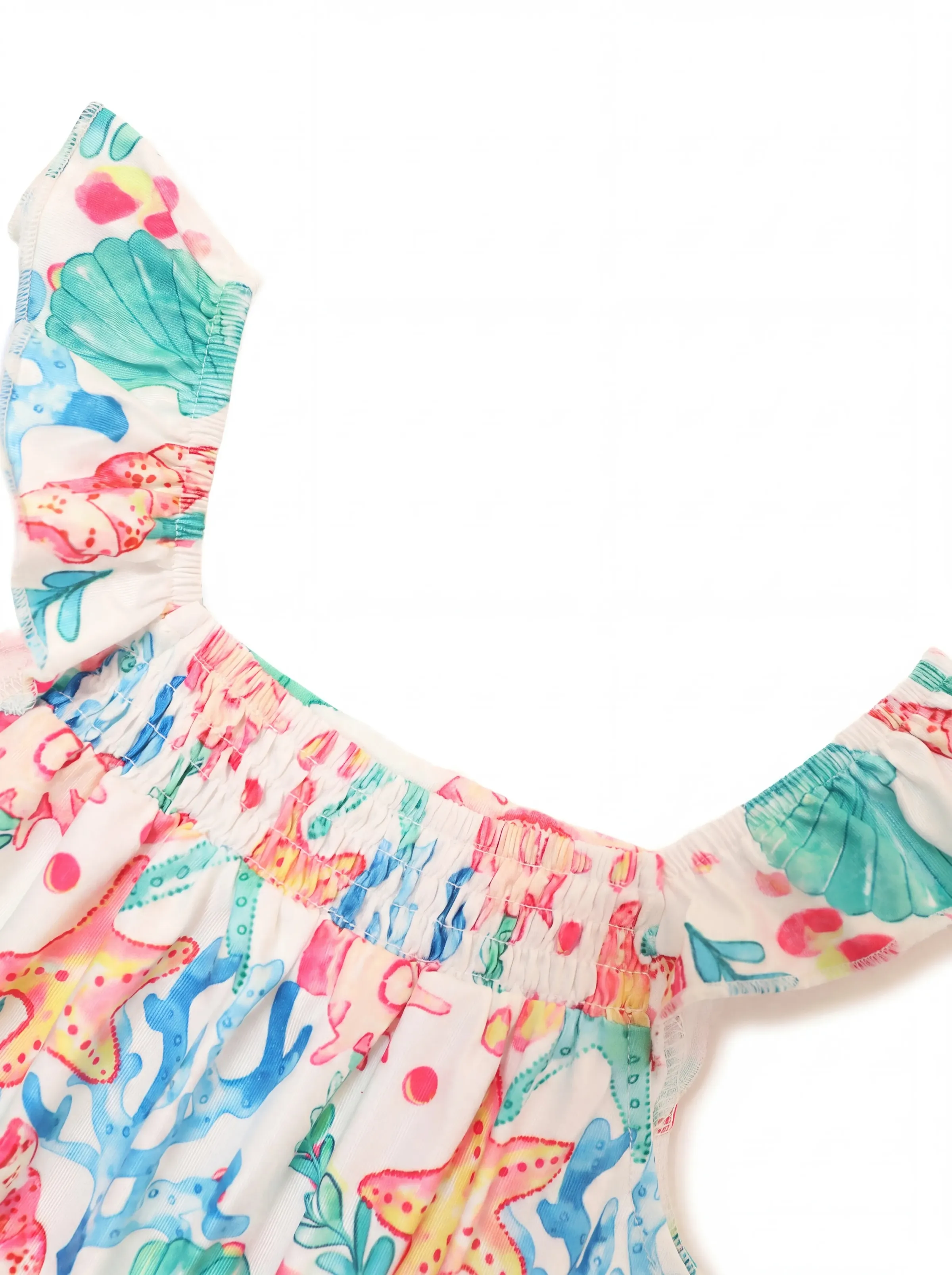 Ocean Vibes Toddler Girl Tropical island Romper Green - Image 4