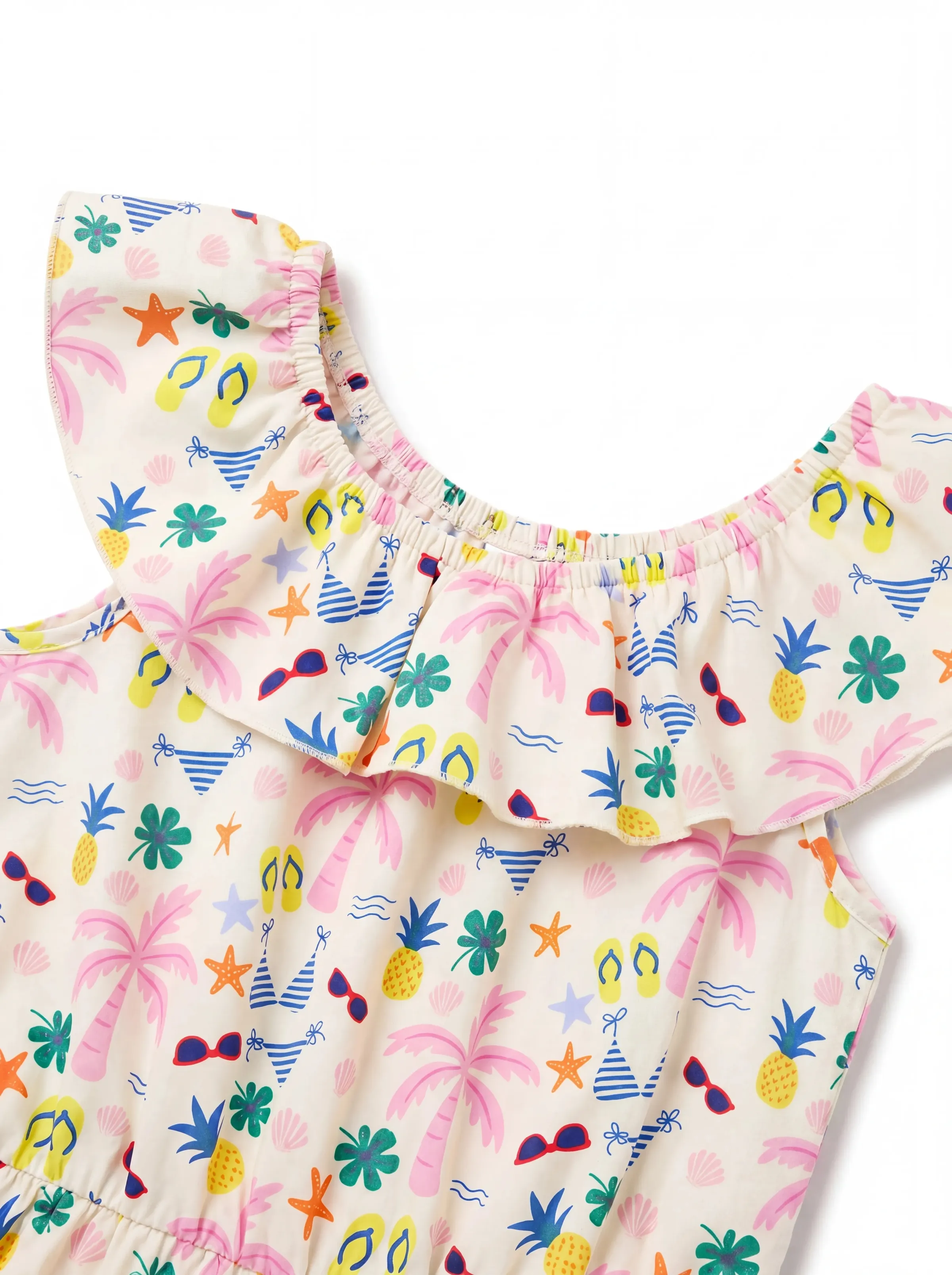 Ocean Vibes Toddler Girl Tropical island Romper Apricot - Image 4