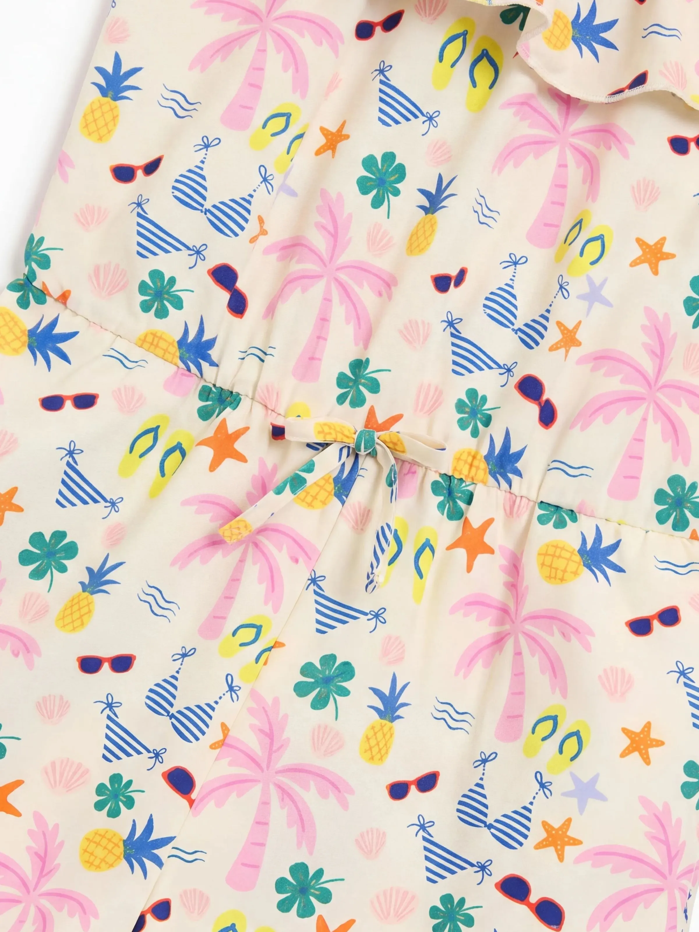 Ocean Vibes Toddler Girl Tropical island Romper Apricot - Image 5