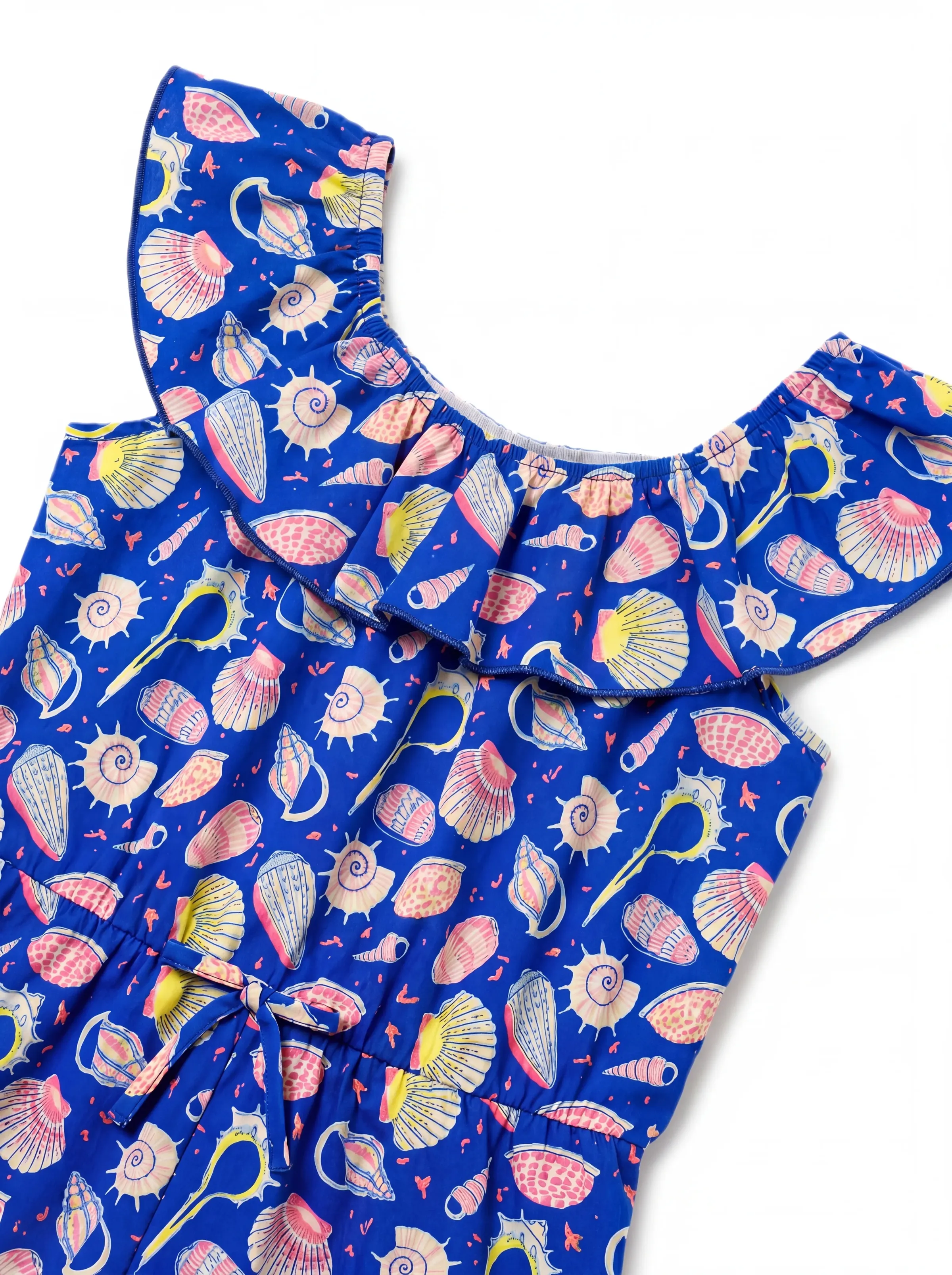 Ocean Vibes Toddler Girl Tropical island Romper Deep Blue - Image 4