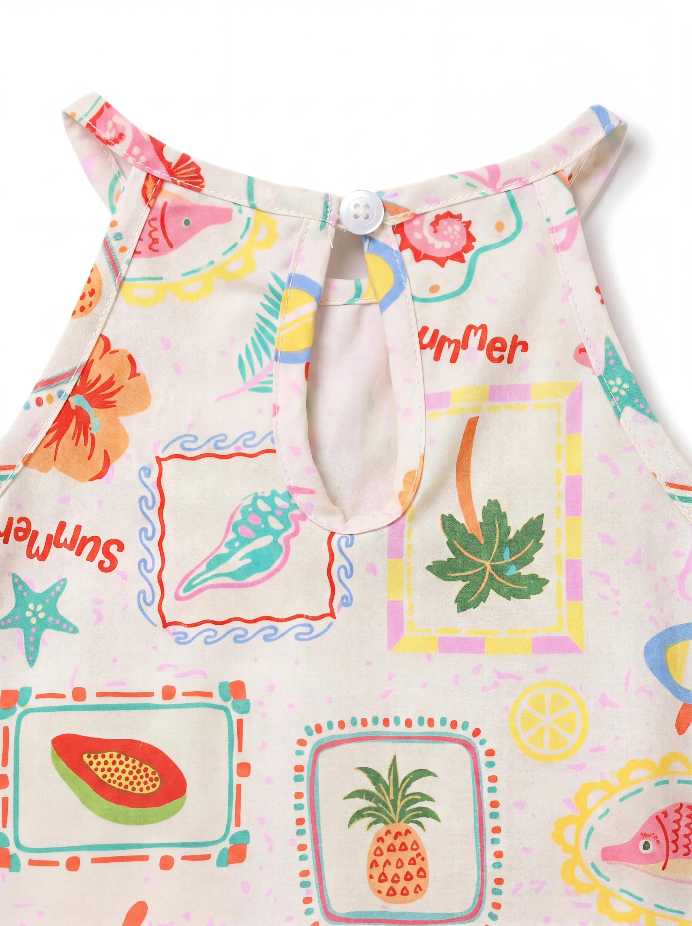Ocean Vibes Toddler Girl Tropical Ruffle Top & Shorts Set Light Pink - Image 5