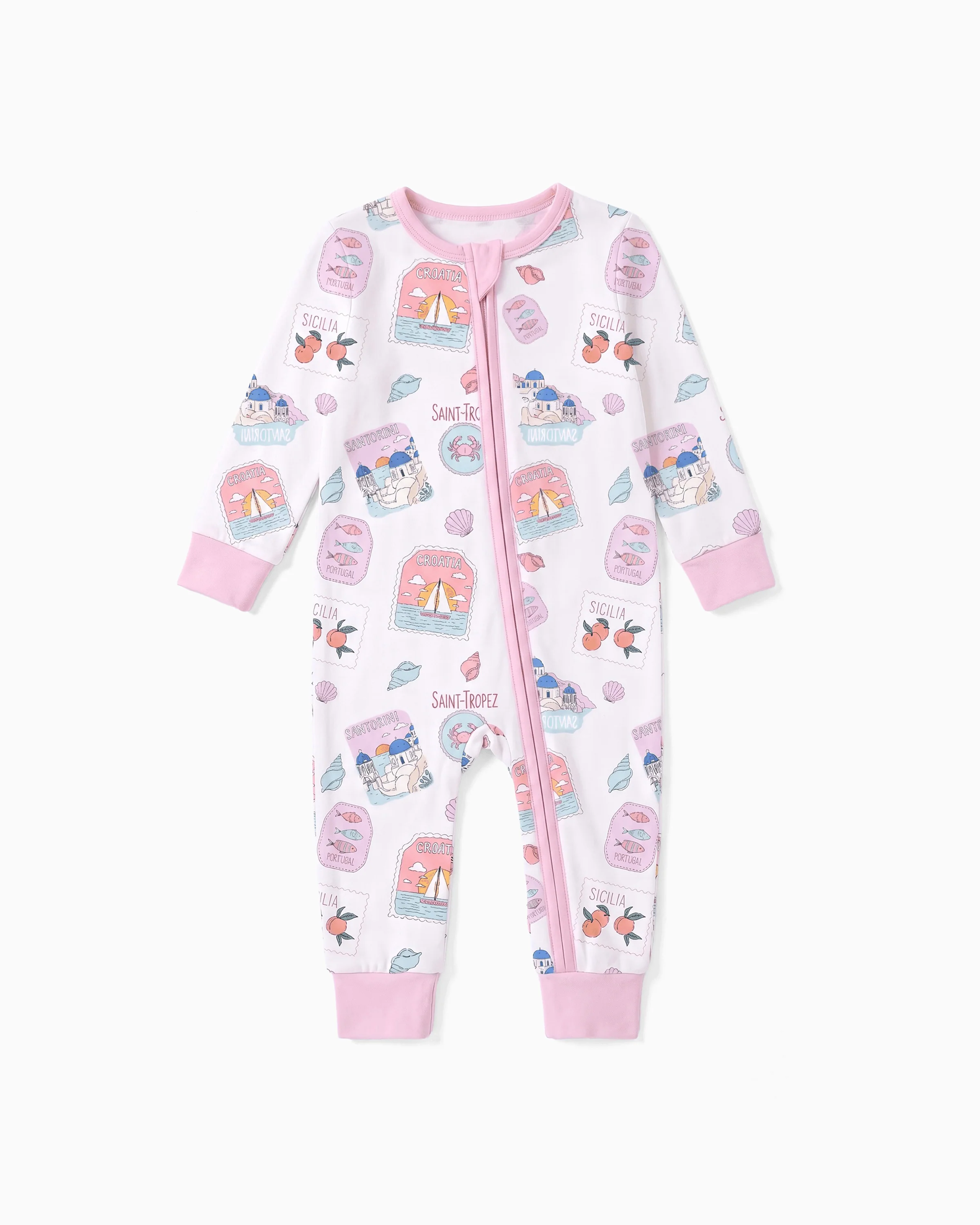 Little Explorers Bamboo Zip-Up Baby Pajamas