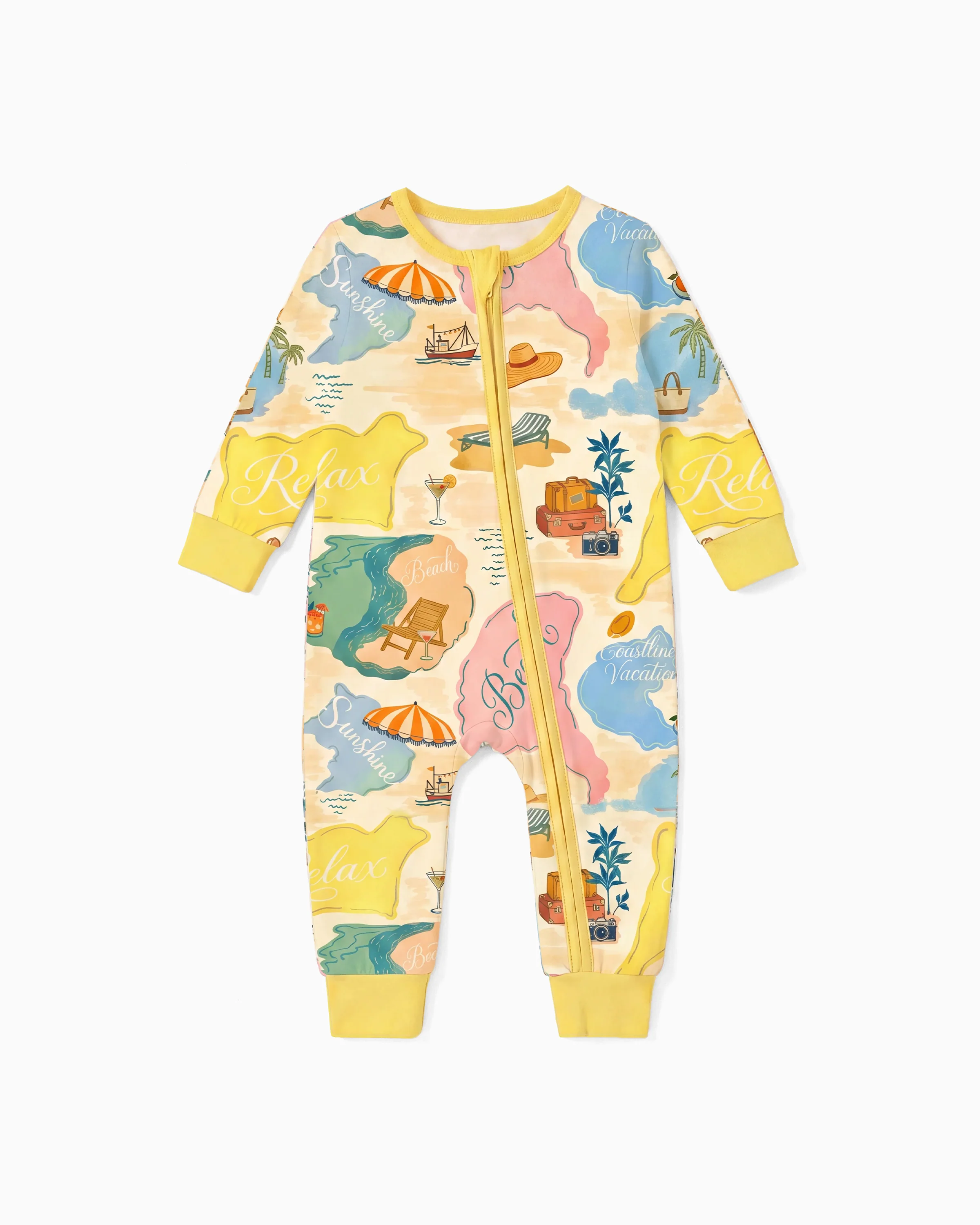 Little Explorers Bamboo Zip-Up Baby Pajamas