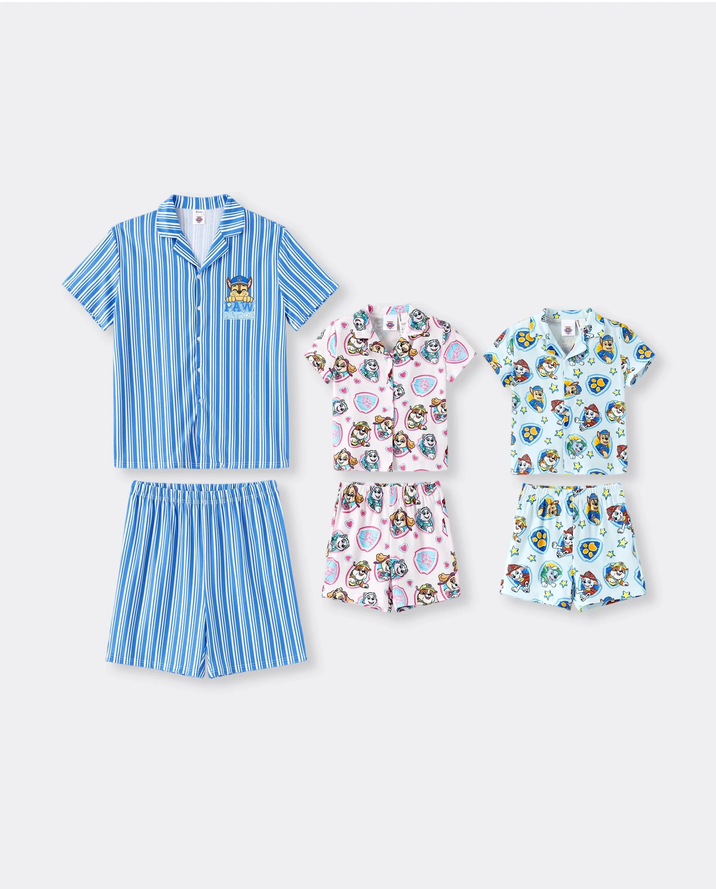 PAW Patrol Daddy & Son Casual Stripe Lapel Pajamas Sets with Flame Resistant Color block