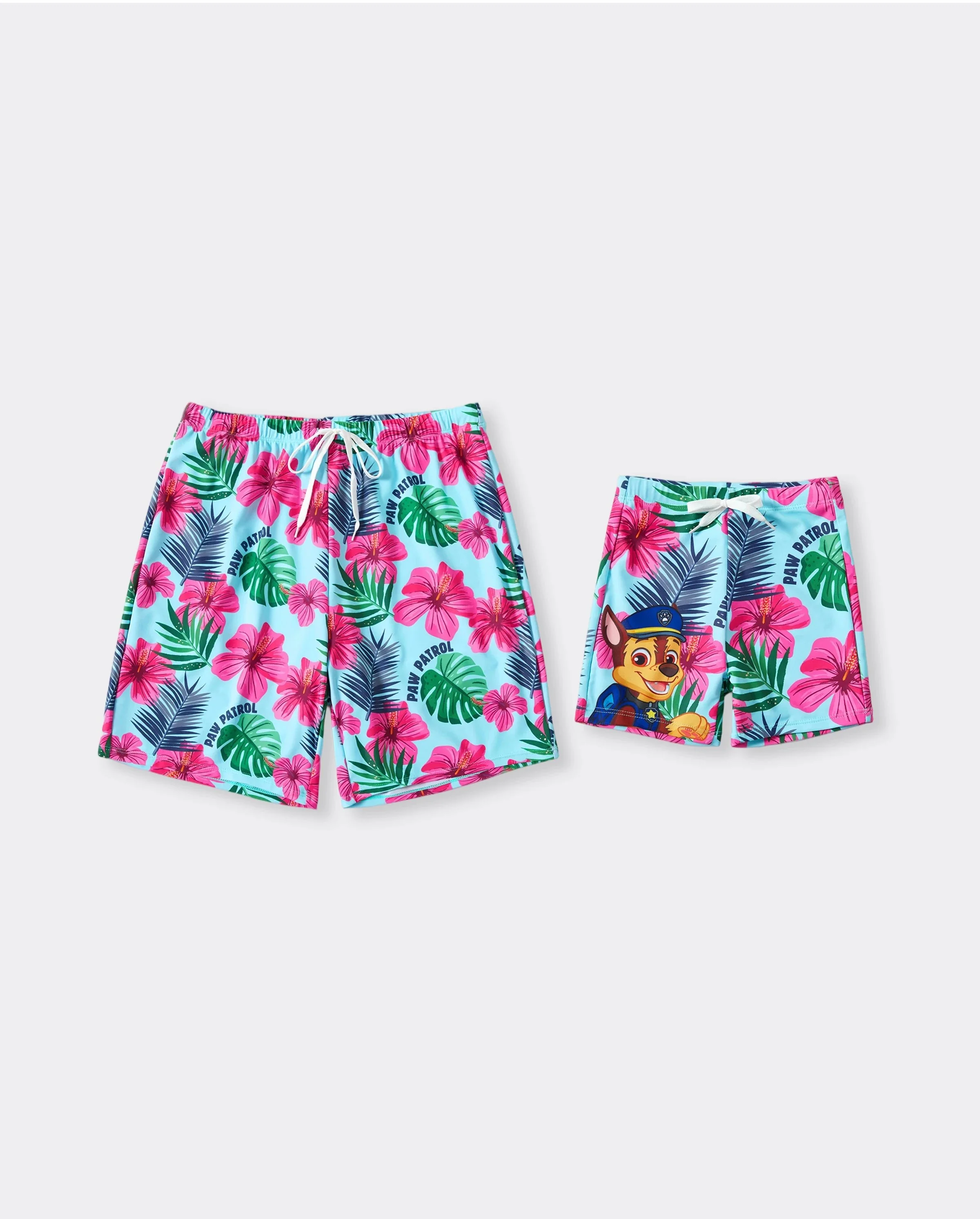 PAW Patrol Daddy & Son Large Flower All-over Print Swimsuit Roseo