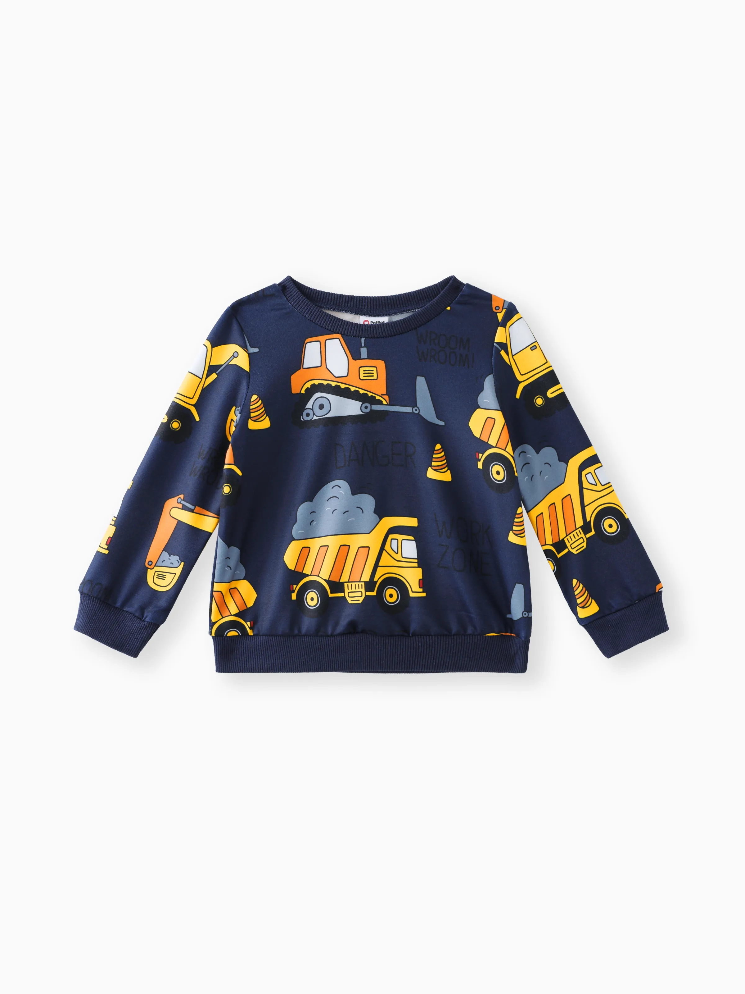 Toddler Boy Vehicle Excavator Print Pullover Sweatshirt royalblue
