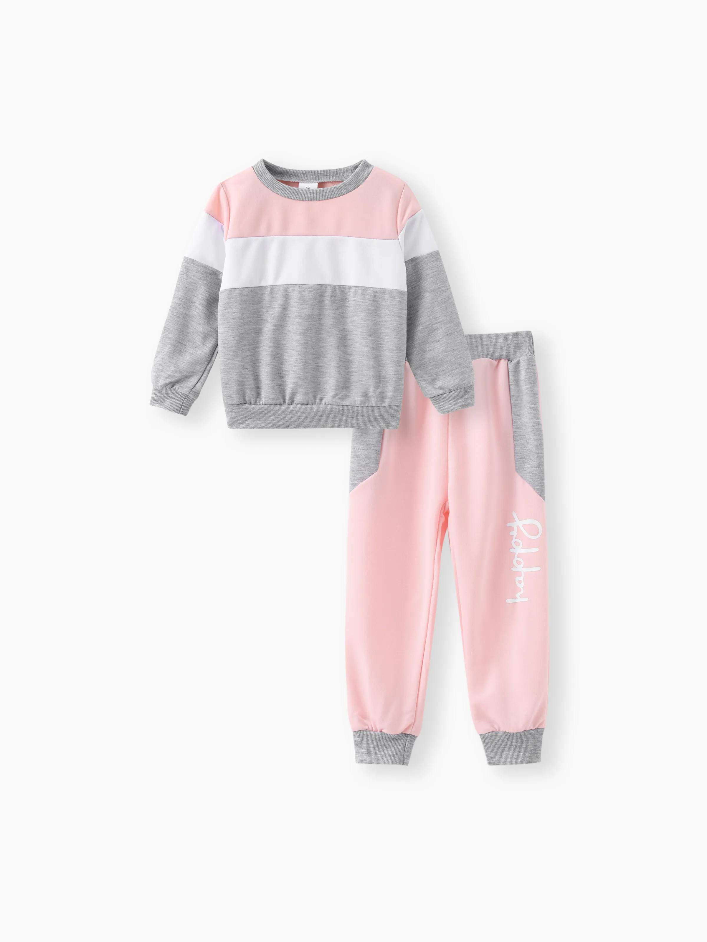 Toddler Girl 2pcs Colorblock Sweatshirt and Pants Set MultiColour