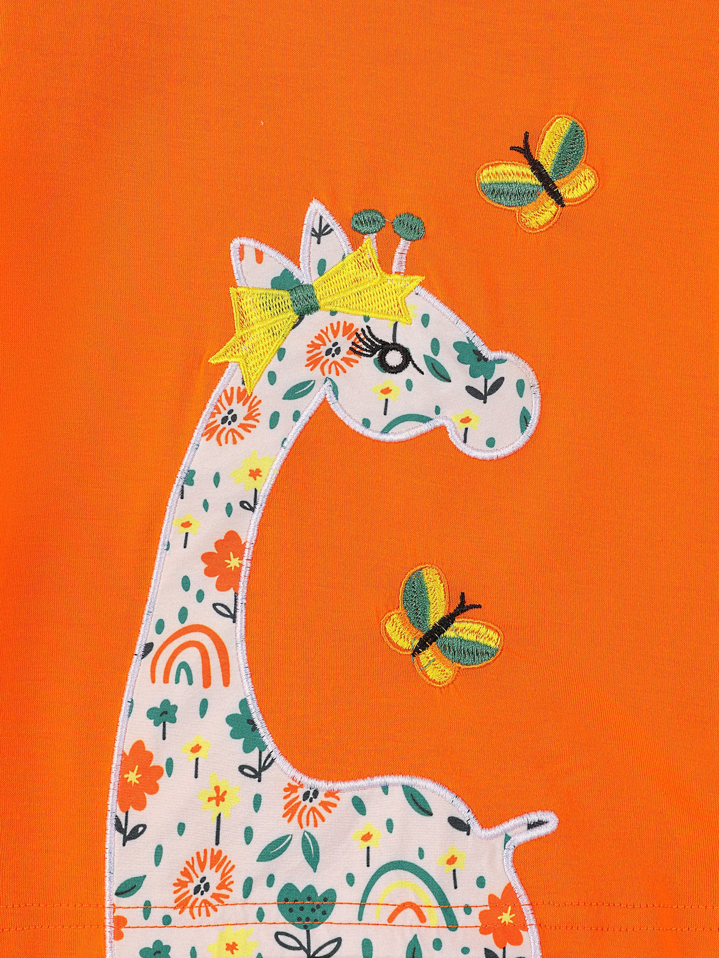 Toddler Girl 2PCS Childlike Giraffe Flutter Sleeve Top and Shorts Set Incarnadinepink - Image 2