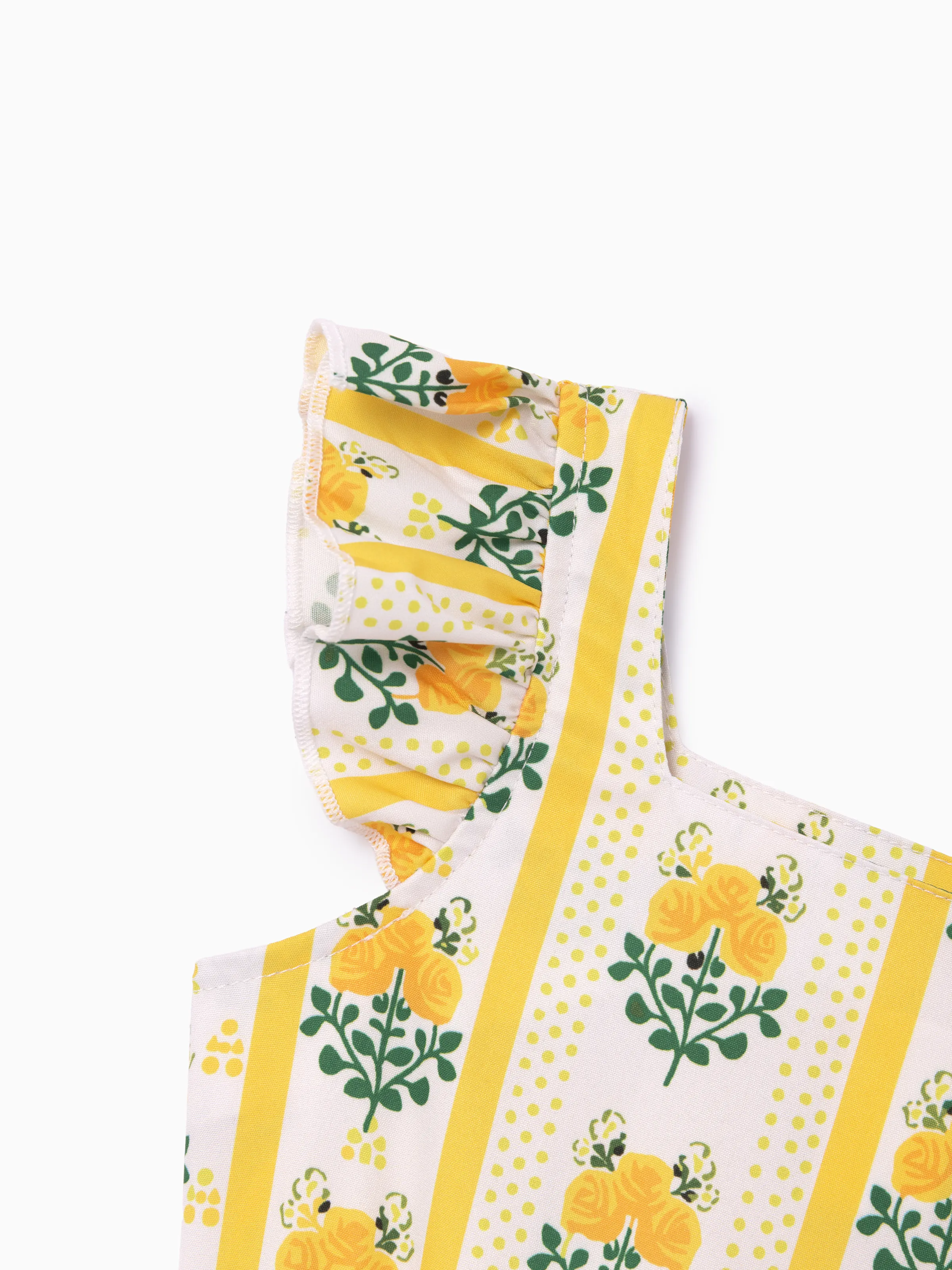 Fresh Market Toddler Girl  Floral Stripe Print Dress Yellow - Image 3
