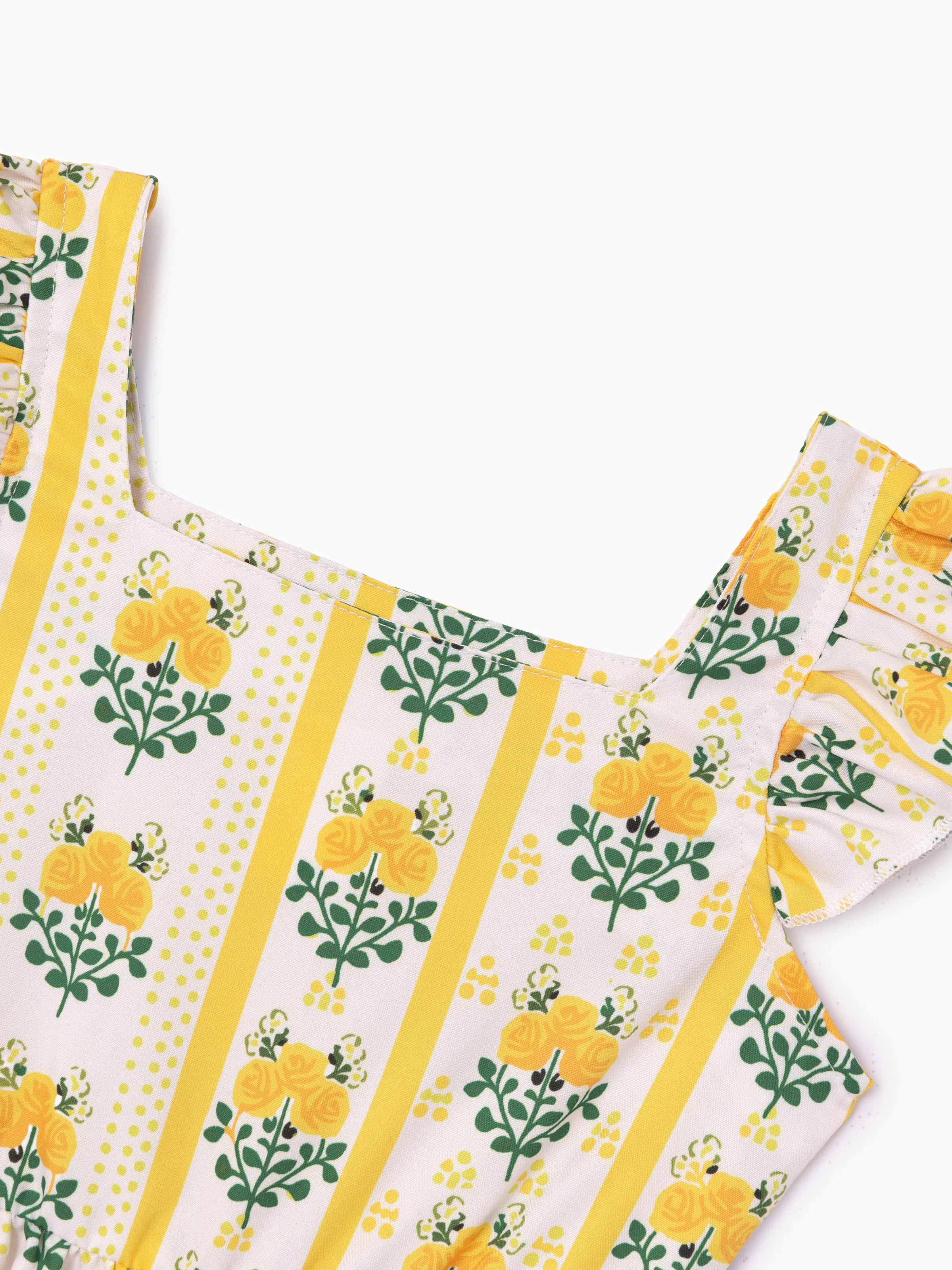Fresh Market Toddler Girl  Floral Stripe Print Dress Yellow - Image 4