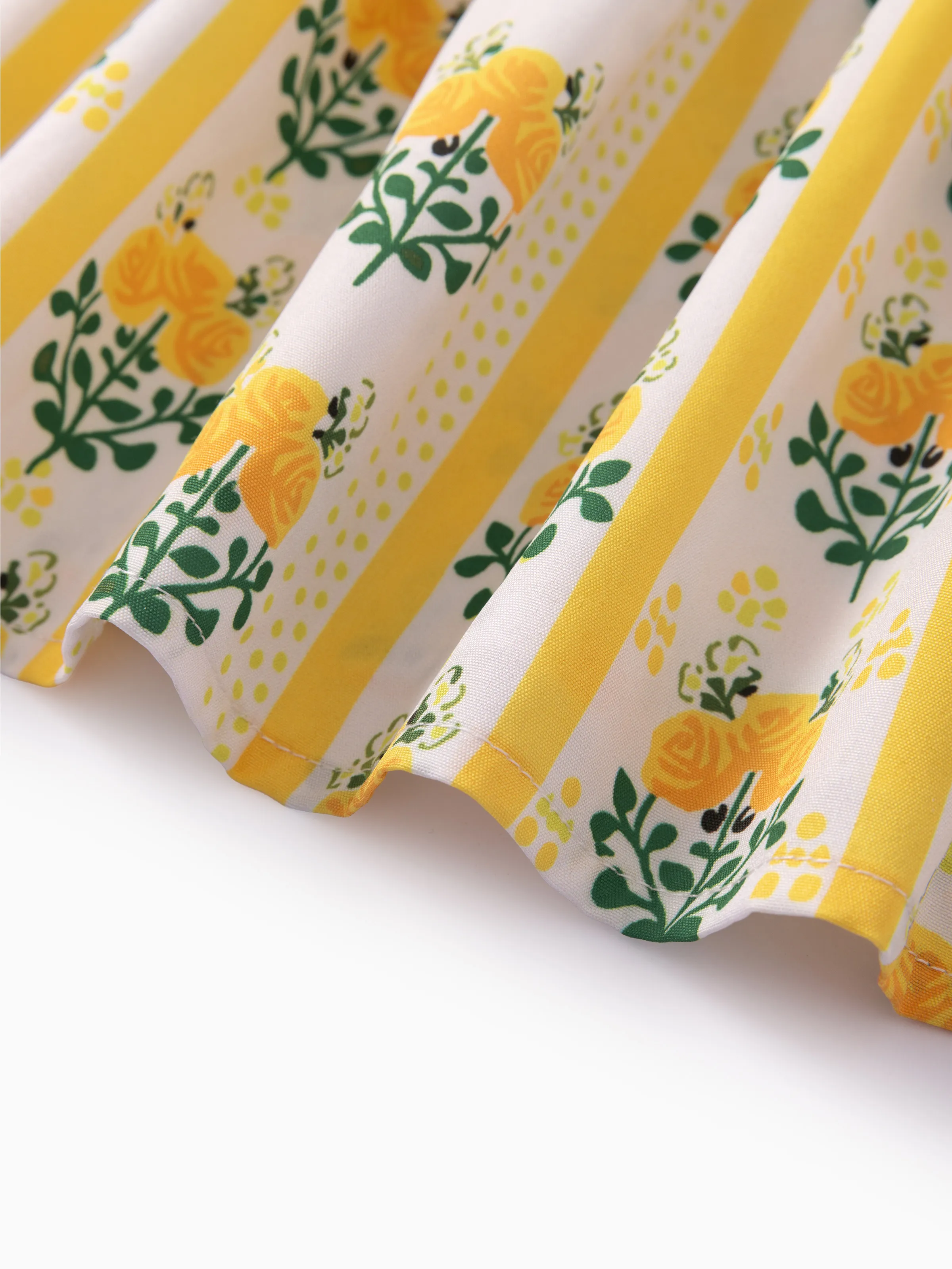 Fresh Market Toddler Girl  Floral Stripe Print Dress Yellow - Image 6