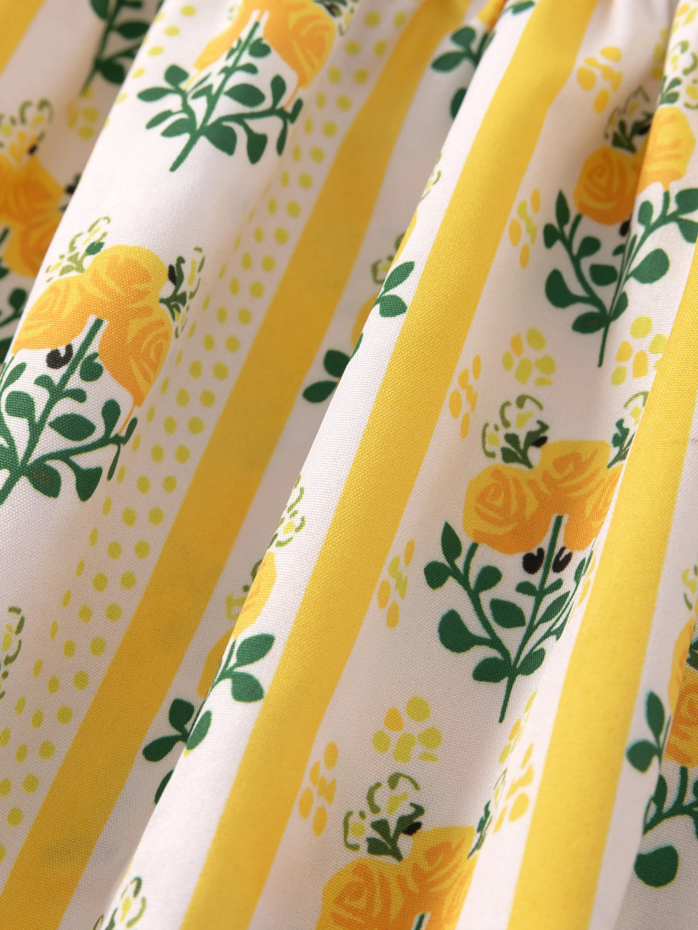 Fresh Market Toddler Girl  Floral Stripe Print Dress Yellow - Image 7