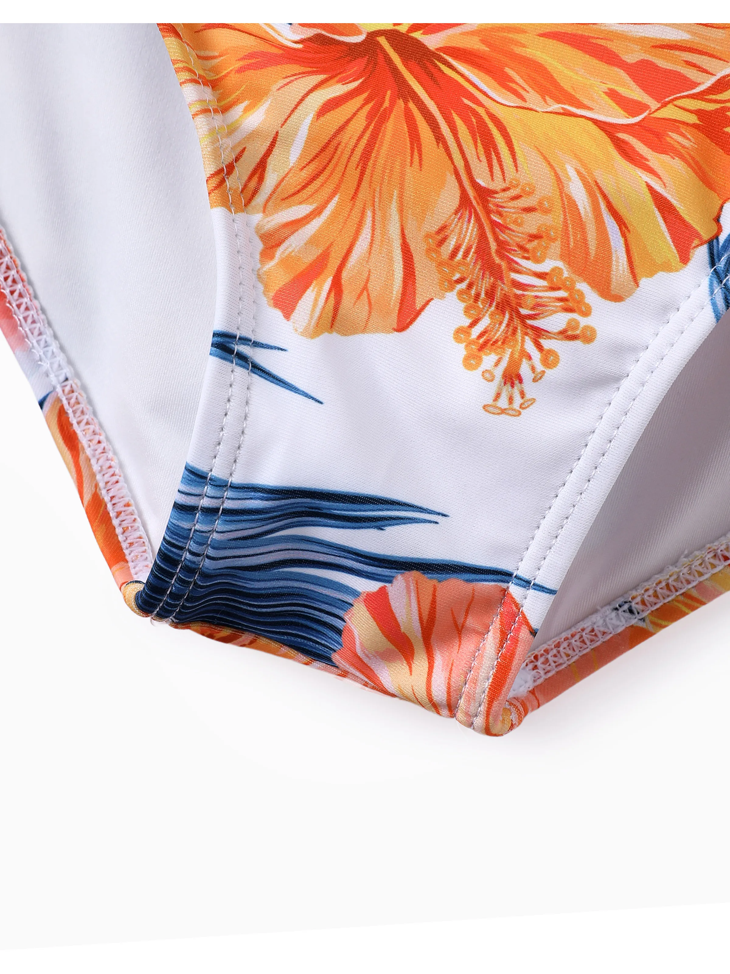 Toddler Girl Swimwear Tropical Floral Bikini Set with Ruffle Top for girls Bright Summer Beach Outfits Orange - Image 6