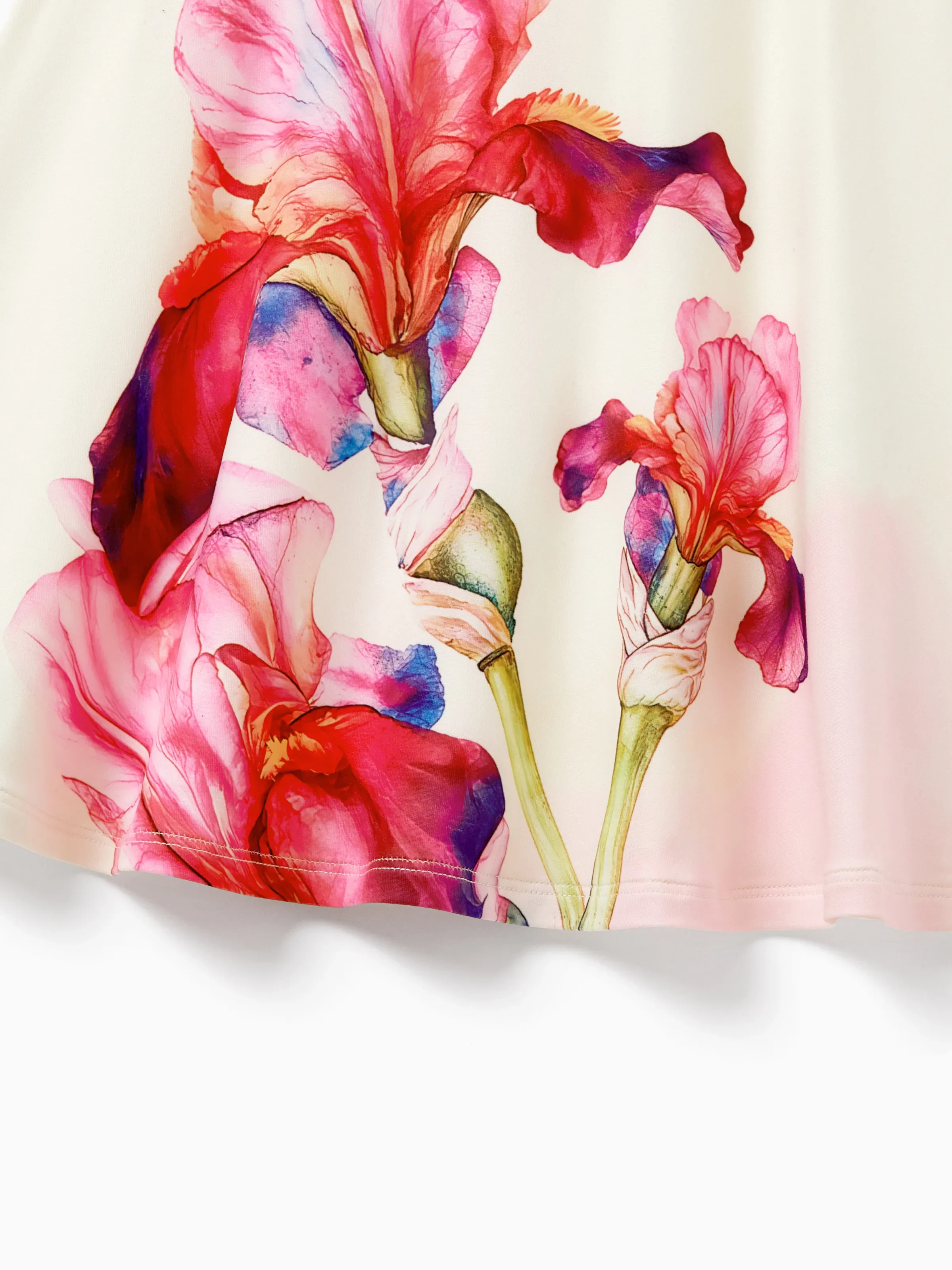 Toddler/Kid Girl Casual Floral Print Halter Dress Summer Set for Vacation Apricot - Image 2
