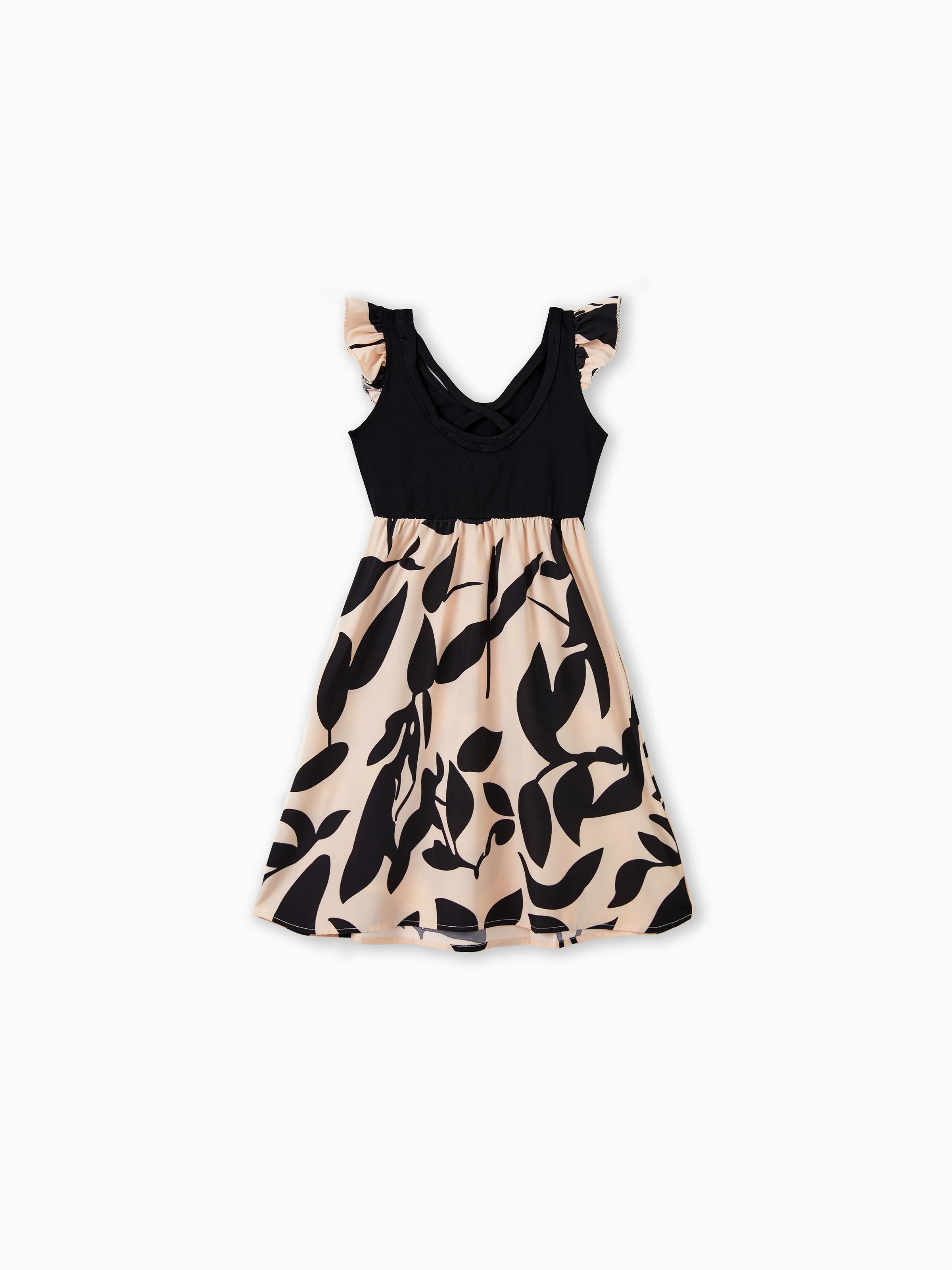 Toddler/Kid Girl Cross Back Floral Strap Dress Black - Image 3