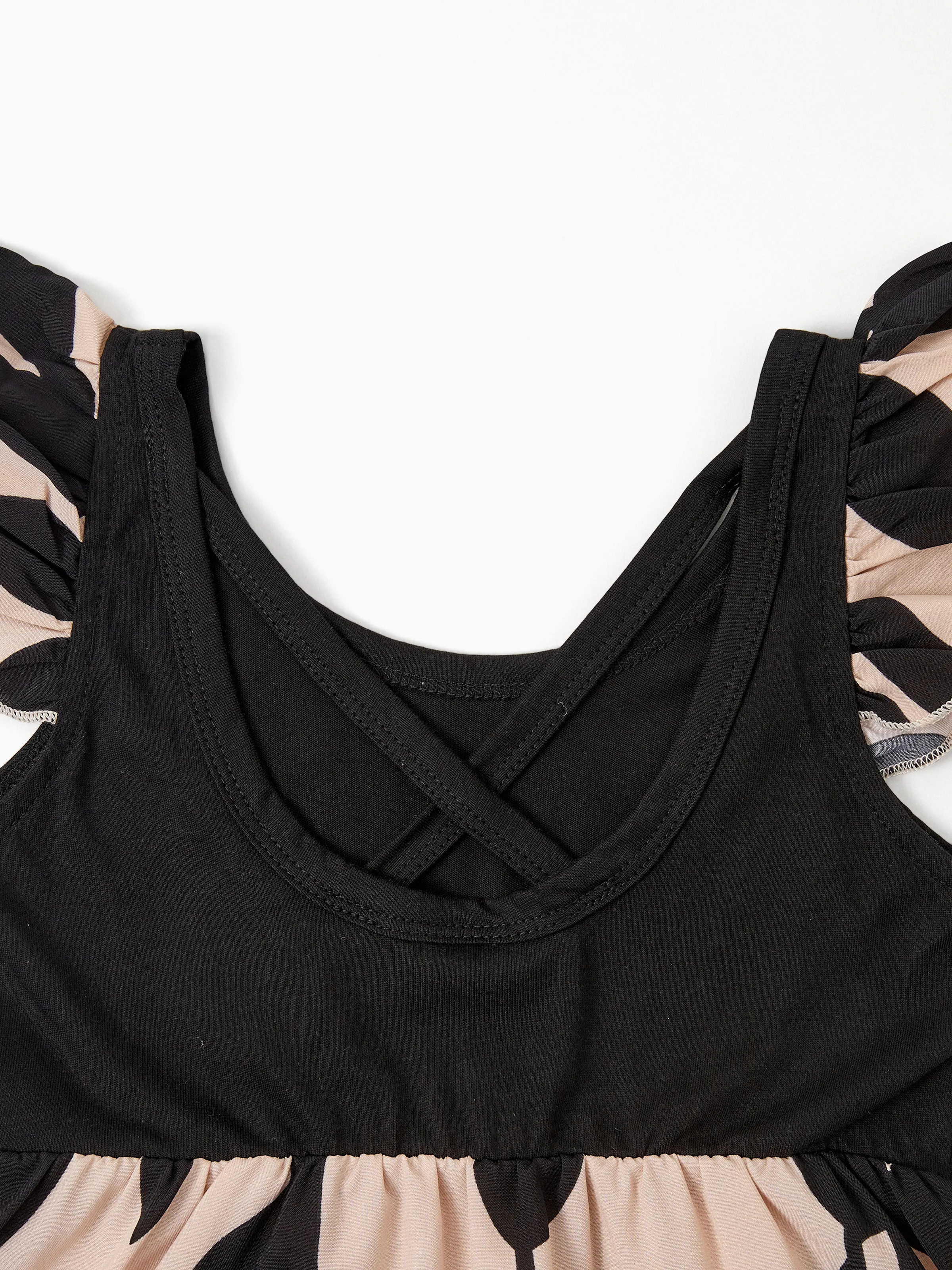 Toddler/Kid Girl Cross Back Floral Strap Dress Black - Image 4