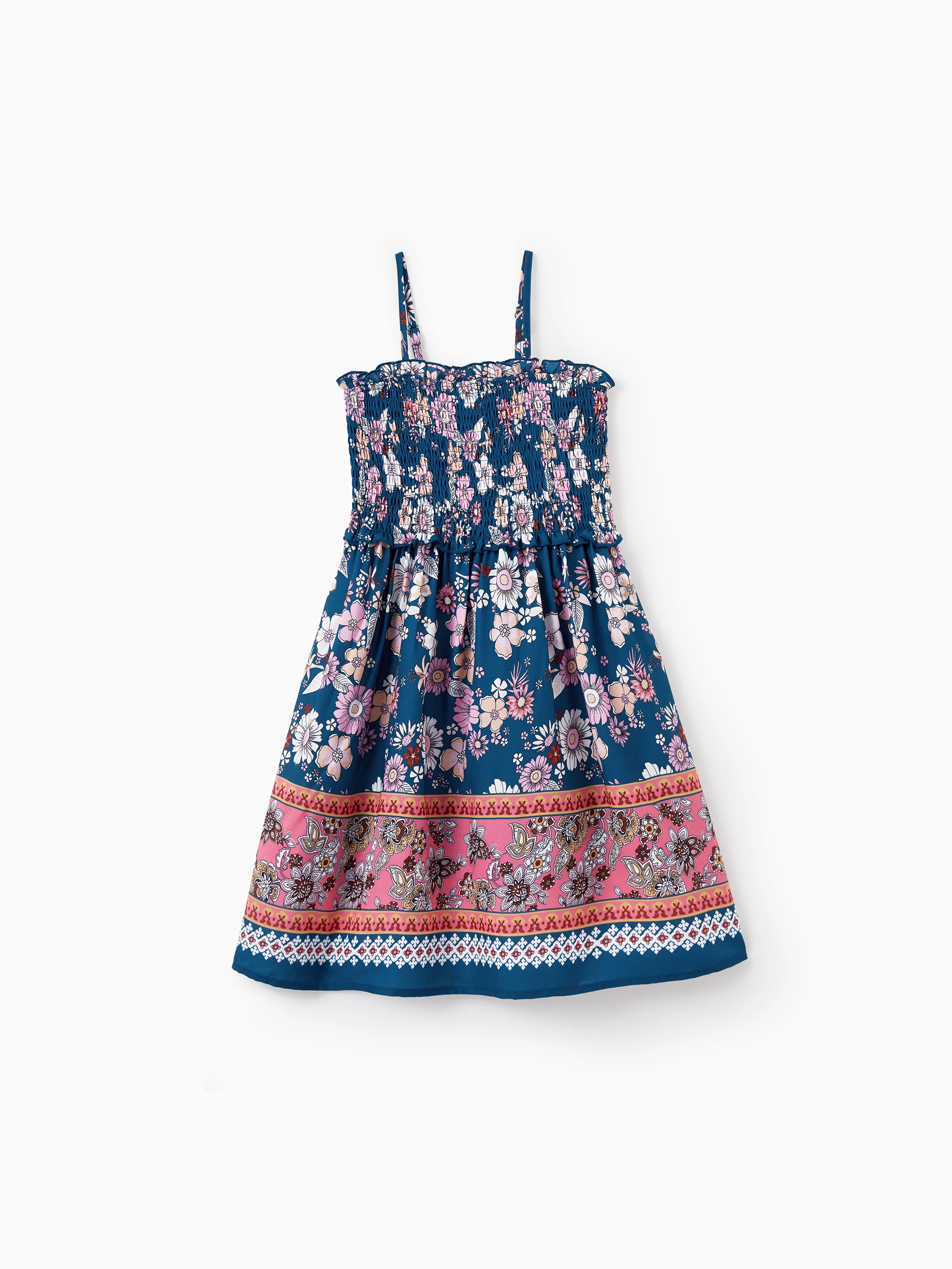 Toddler/Kid Girl Floral Allover Print Halter Sleeveless Dress for Summer Vacation CYAN-