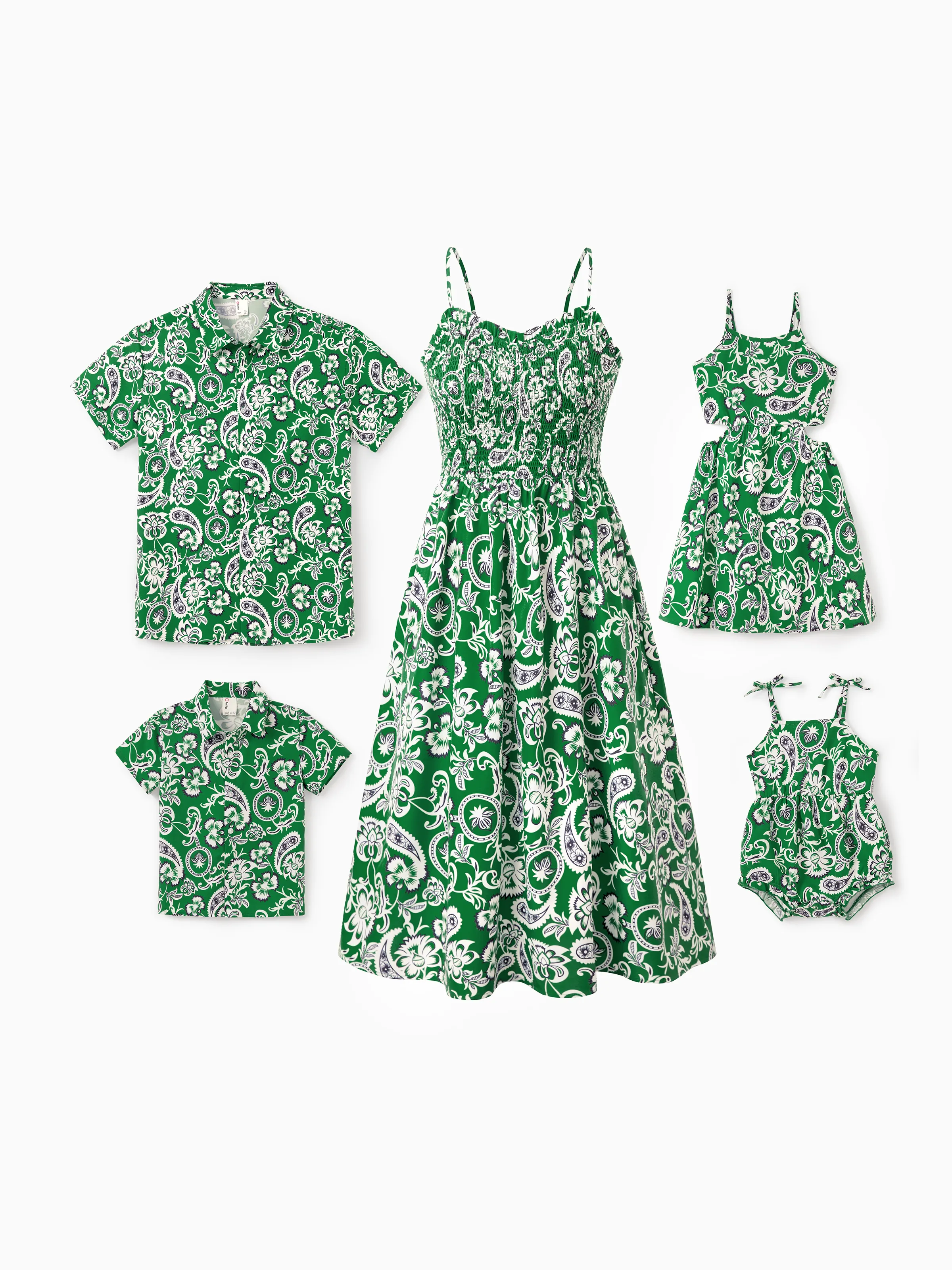 Toddler/Kid Girl Strappy Smocked Dress for Summer Vacation Green - Image 4