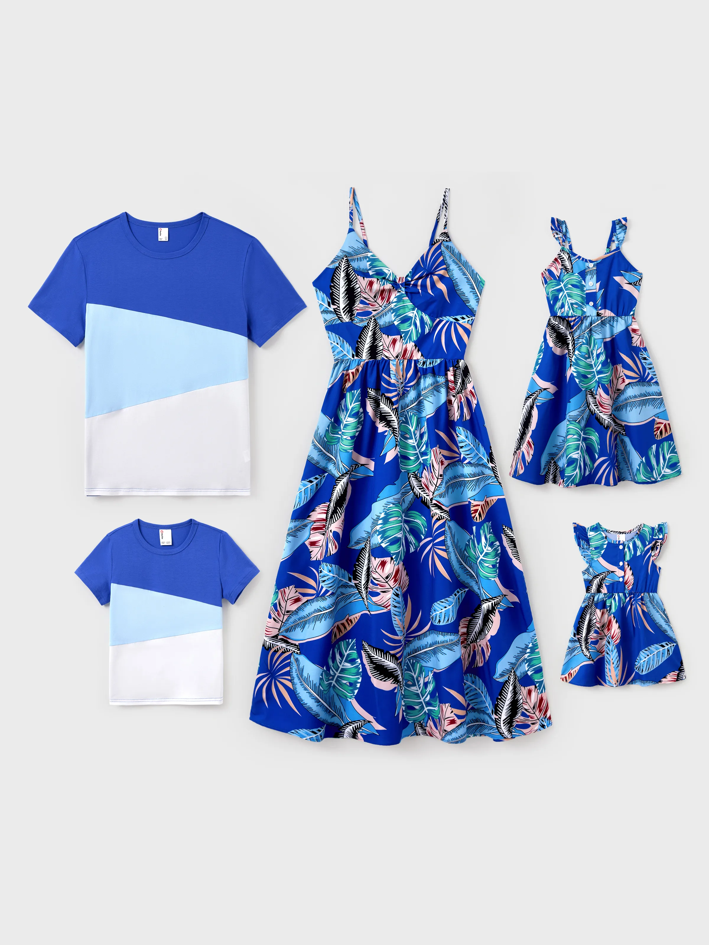 Toddler/Kid Girl Tropical Dress – Blue Floral Print, Perfect for Summer Vacations and Family Photos Blue - Image 4