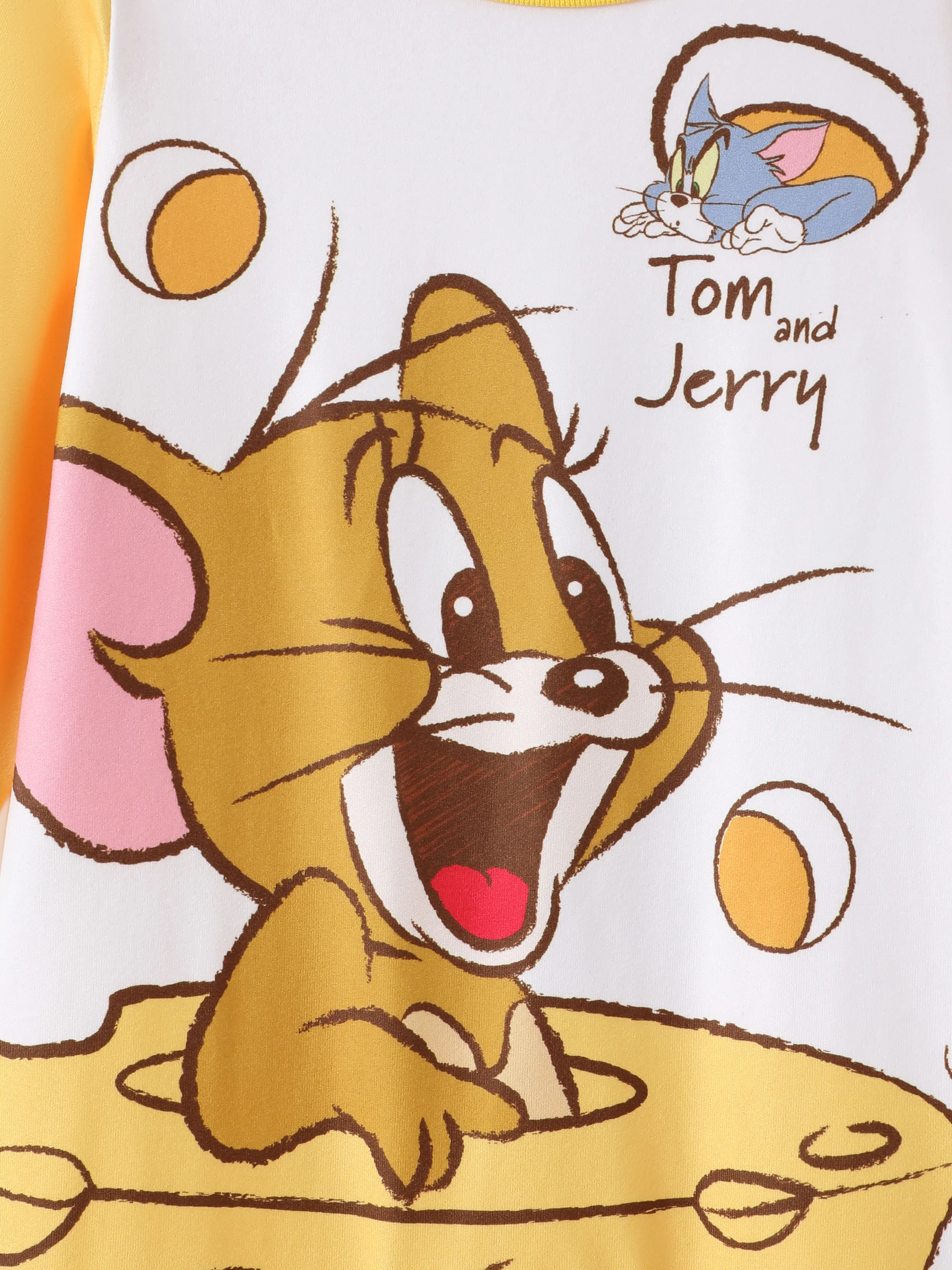 Tom and Jerry Baby Boy/Girl Cute Pattern Print Jumpsuit Yellow - Image 2