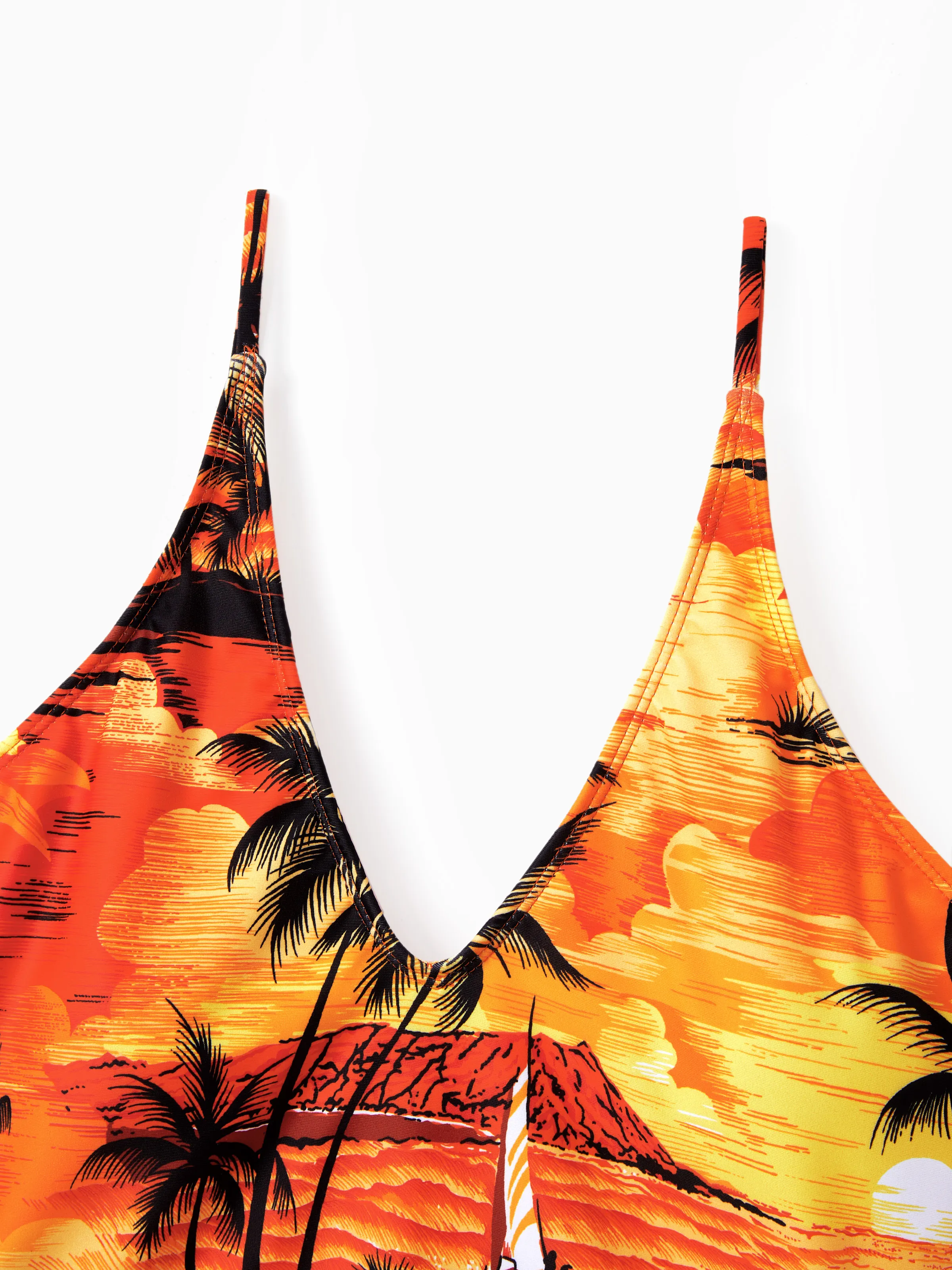 Tropical Hawaiian Swimsuits for Family Matching Swimwear Orange - Image 5